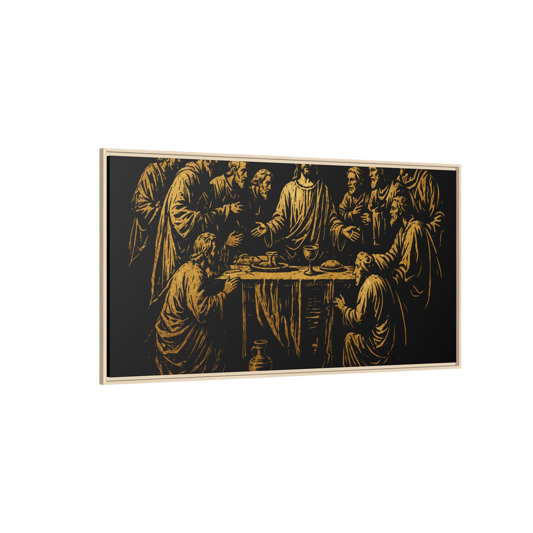 Framed Matte Canvas - The Last Supper Gold Illustration