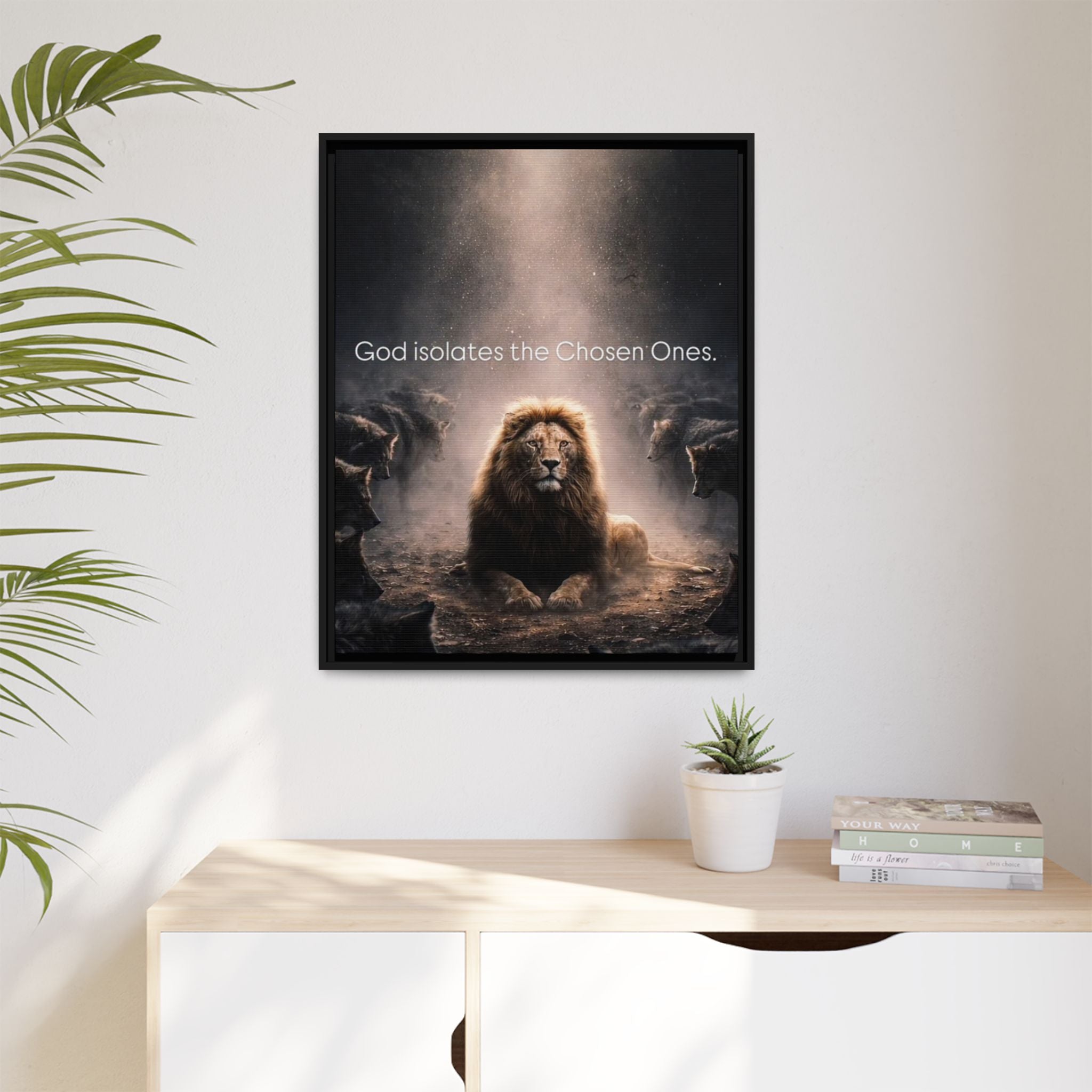 Lion Wall Art - "God Isolate The Chosen Ones" Matte Canvas Framed