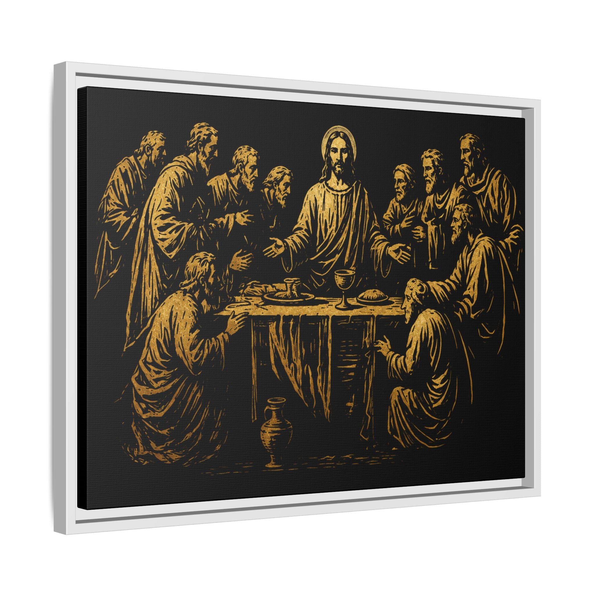 Framed Matte Canvas - The Last Supper Gold Illustration