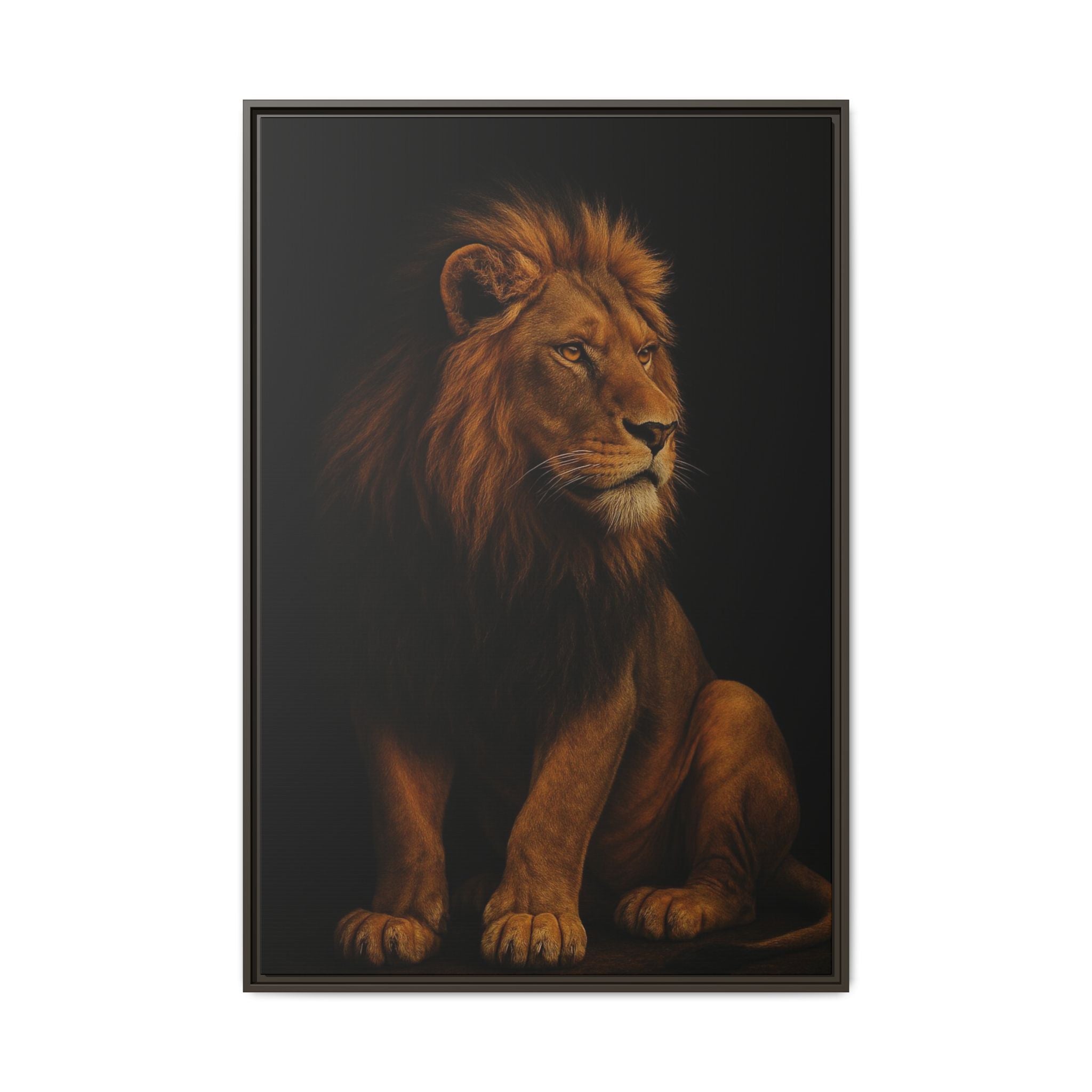 Majestic Lion Framed Canvas Wall Art — Matte Multi-Color