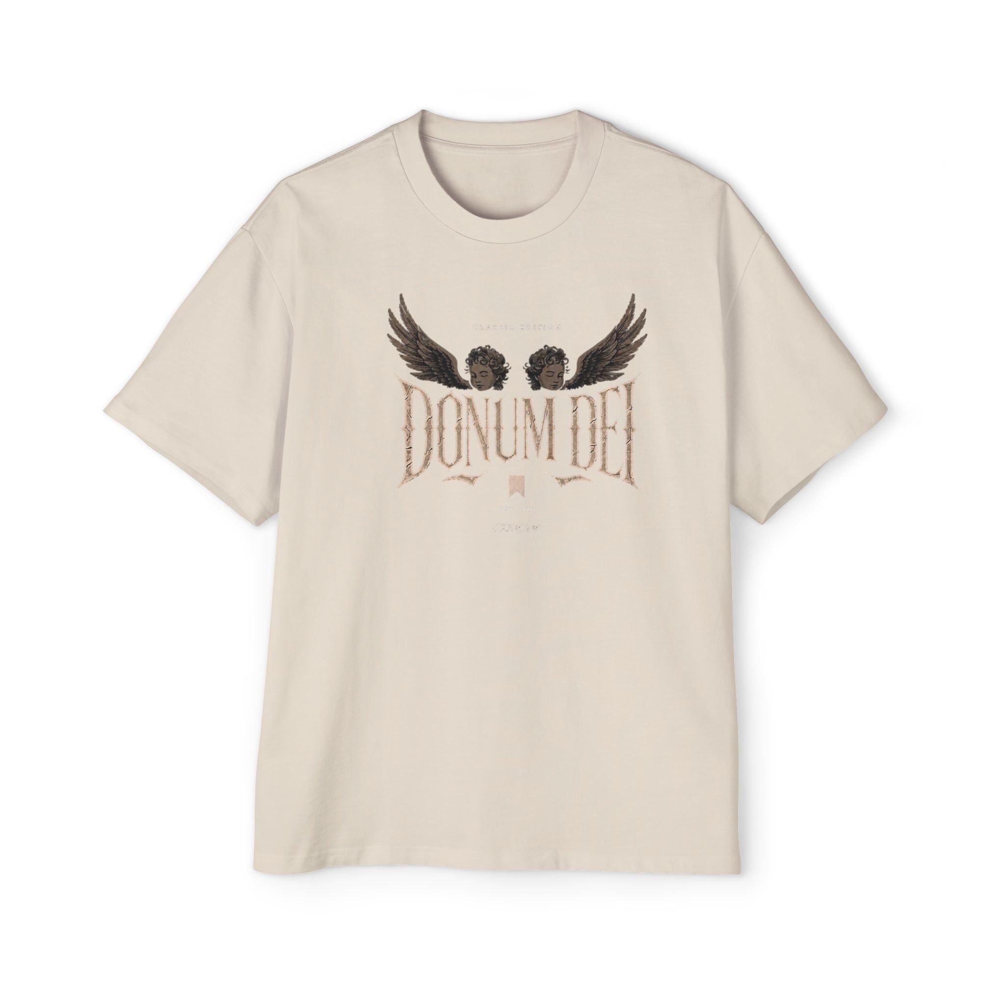 Donum Dei Graphic Tee — Angel Wings Men's Oversized T-Shirt