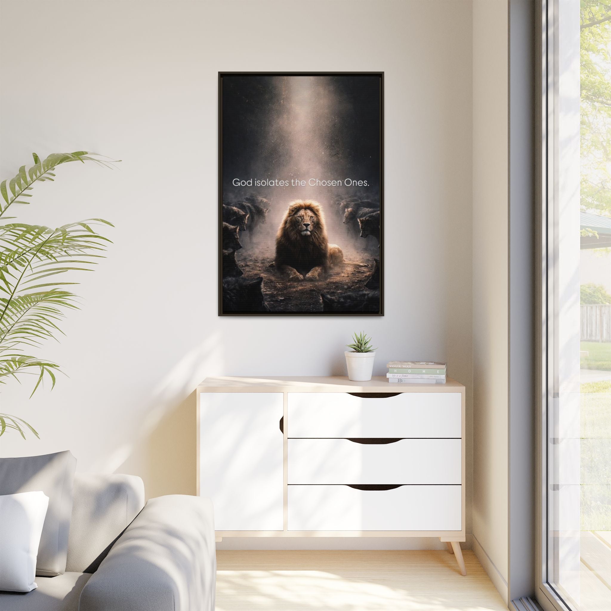 Lion Wall Art - "God Isolate The Chosen Ones" Matte Canvas Framed