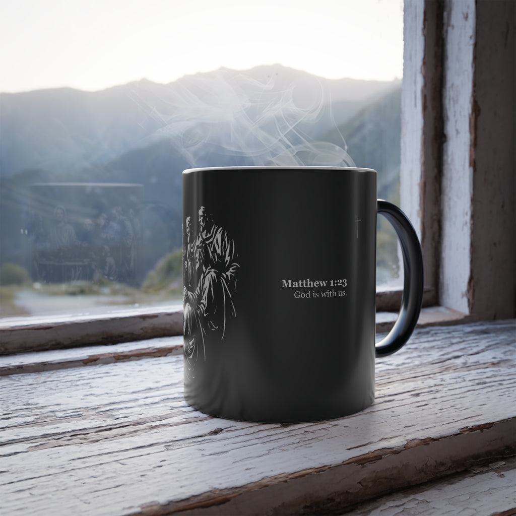 Color Morphing Mug — Mattew 1:23 'Dedicated to the Creator, Inspired by His Gifted Souls' — 11oz Morning Affirmation Mug