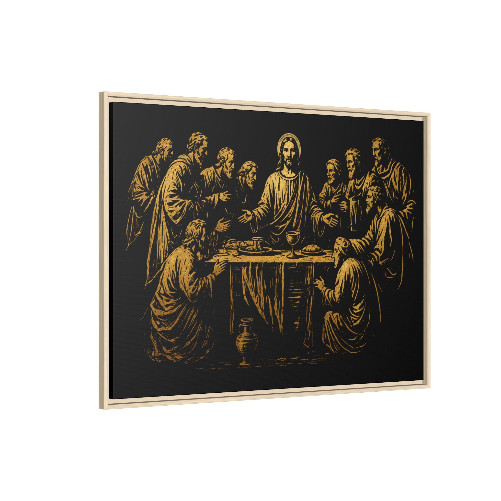 Framed Matte Canvas - The Last Supper Gold Illustration