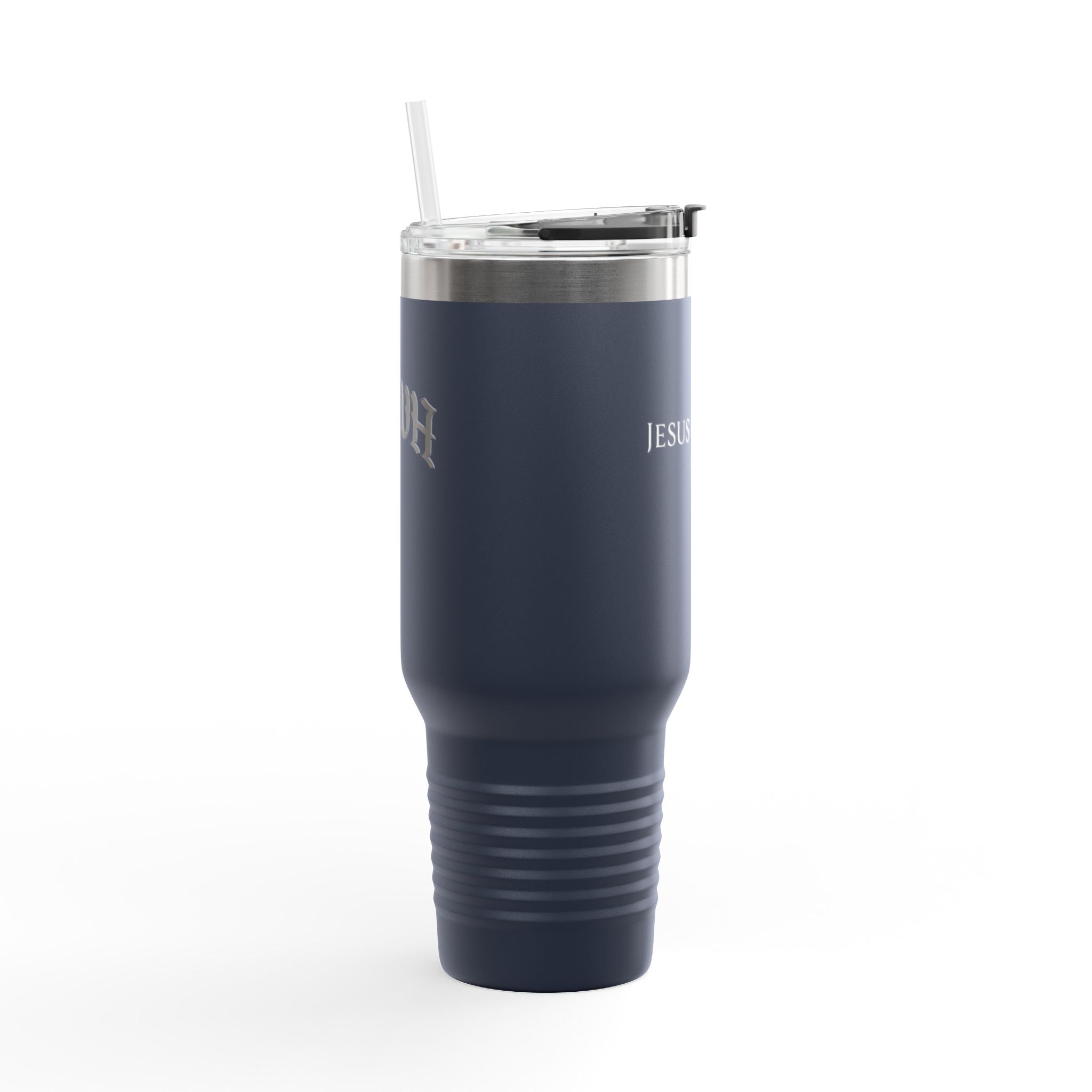 40oz Insulated Travel Mug — White Stainless Tumbler with Lid & Straw
