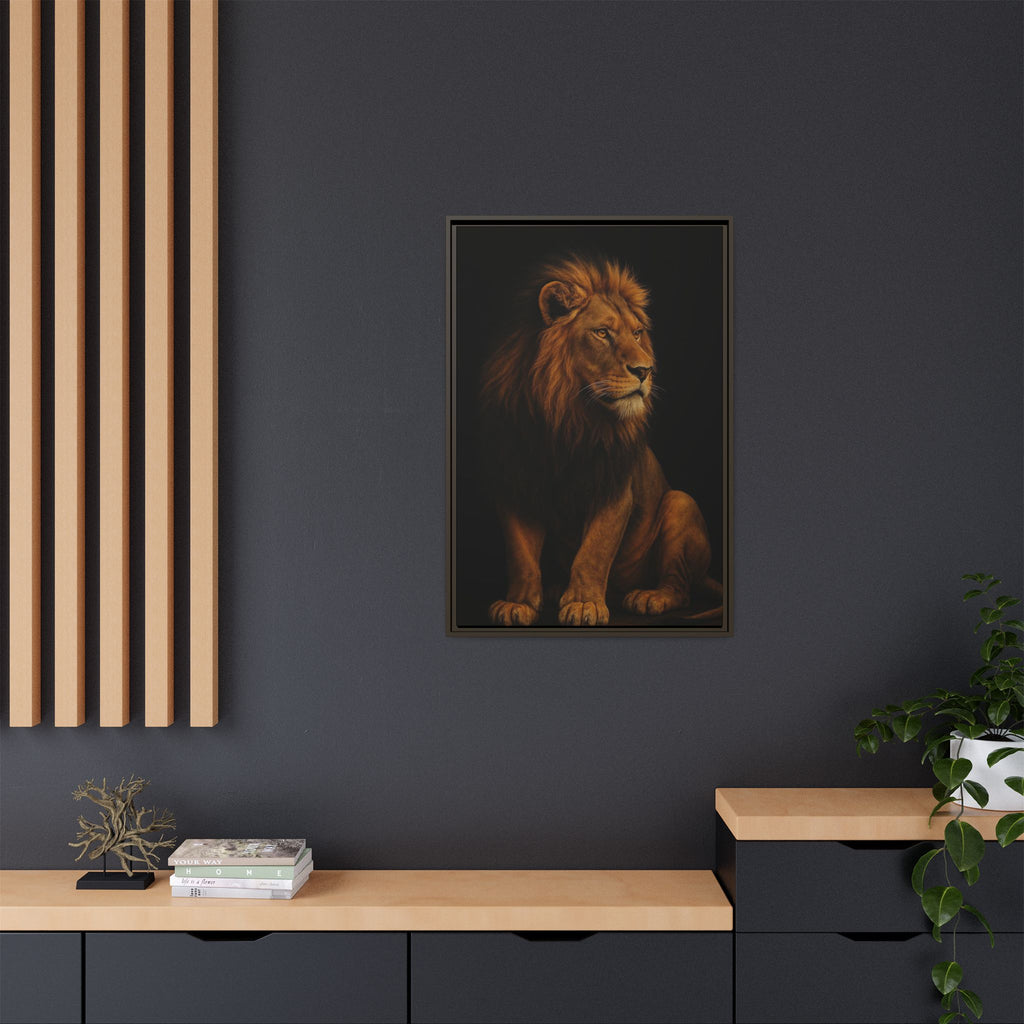 Majestic Lion Framed Canvas Wall Art — Matte Multi-Color