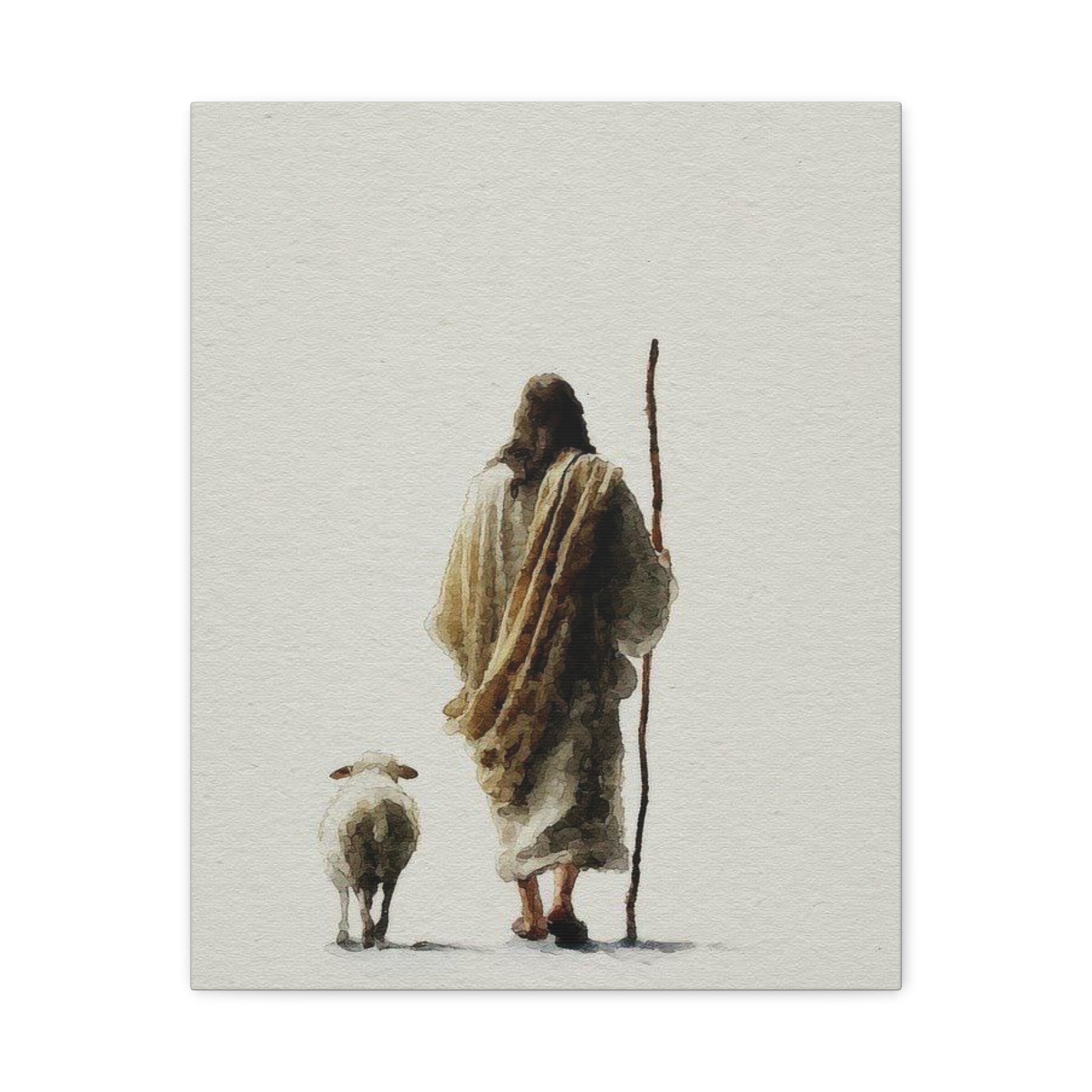Christian Shepherd Canvas Print – Jesus With Lamb Matte Stretched Wall Art