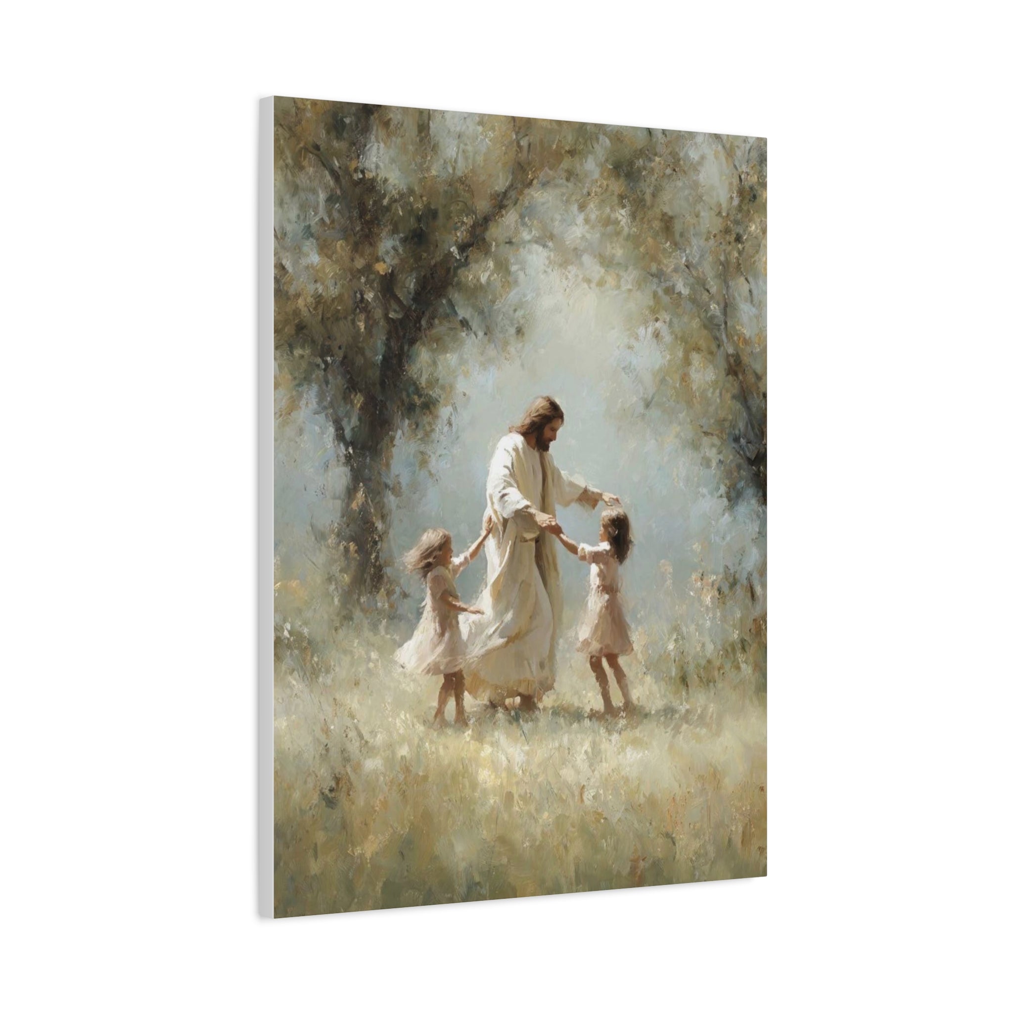 Jesus Dancing with Children Matte Canvas Wall Art — Religious Christian Home Decor