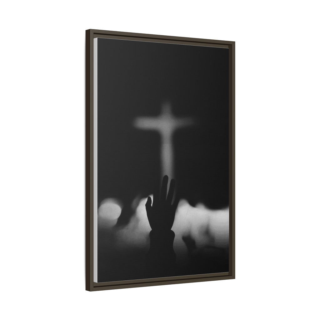 Framed Matte Canvas - Worship Silhouette Cross Wall Art