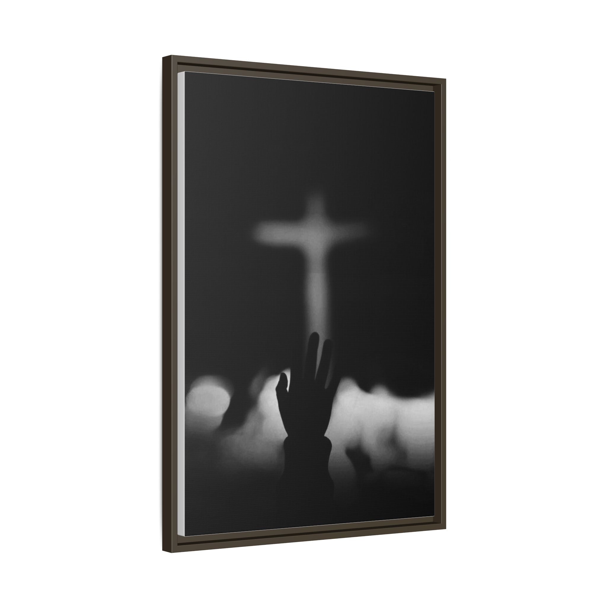 Framed Matte Canvas - Worship Silhouette Cross Wall Art
