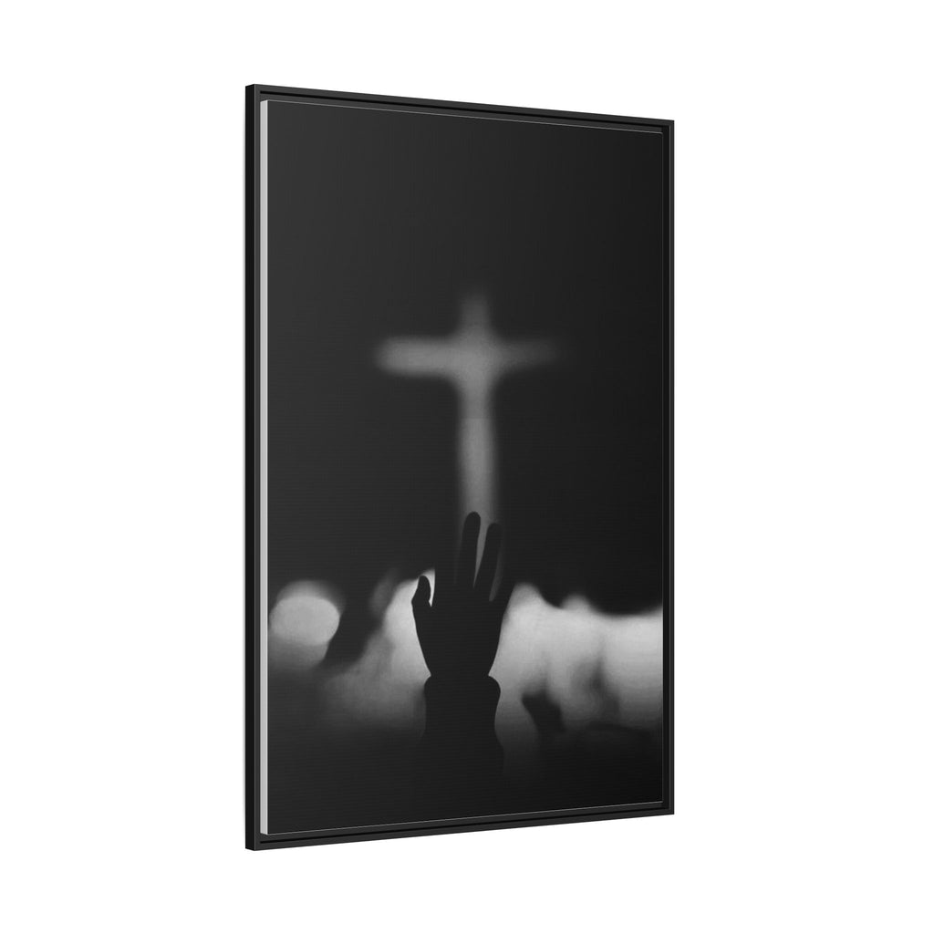 Framed Matte Canvas - Worship Silhouette Cross Wall Art