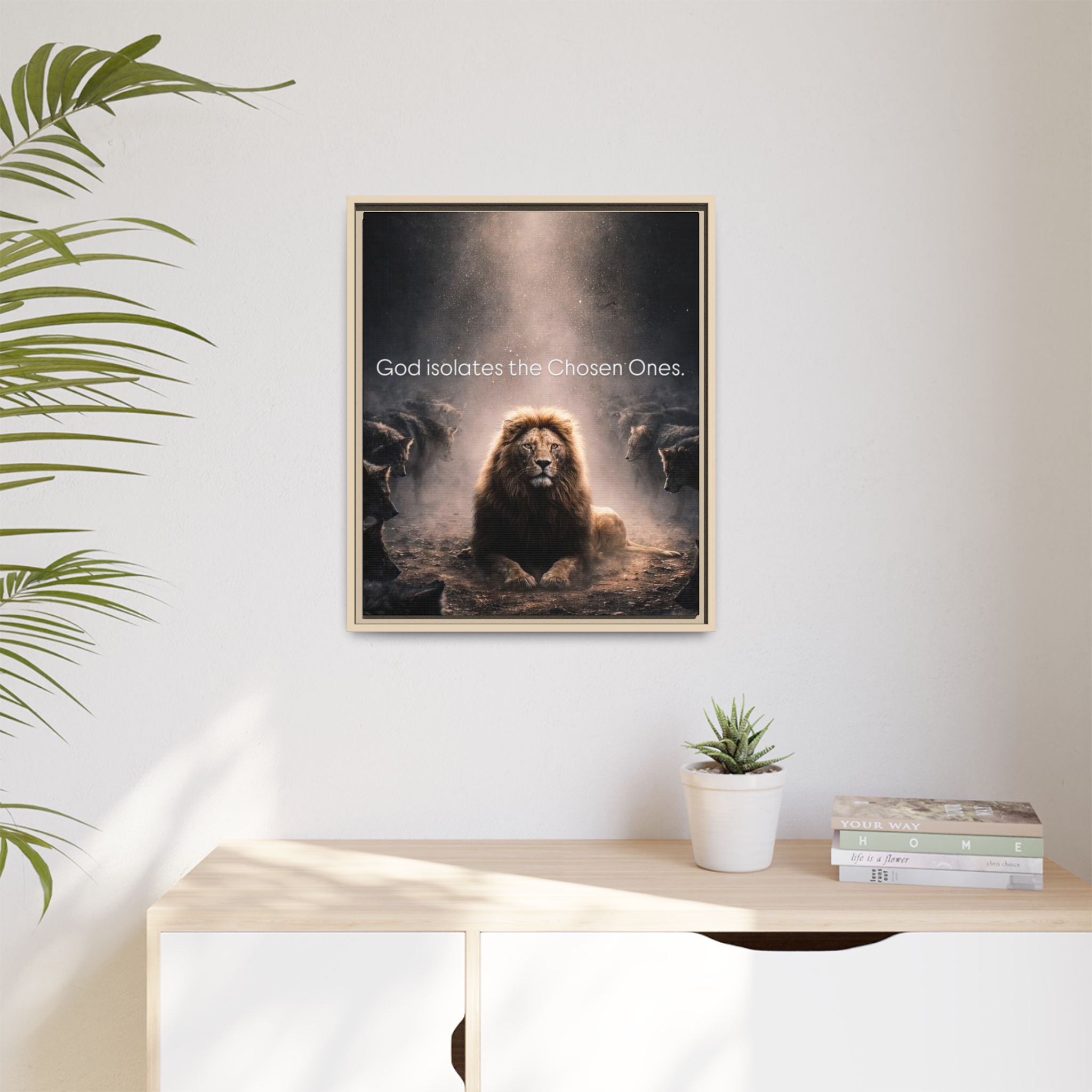 Lion Wall Art - "God Isolate The Chosen Ones" Matte Canvas Framed