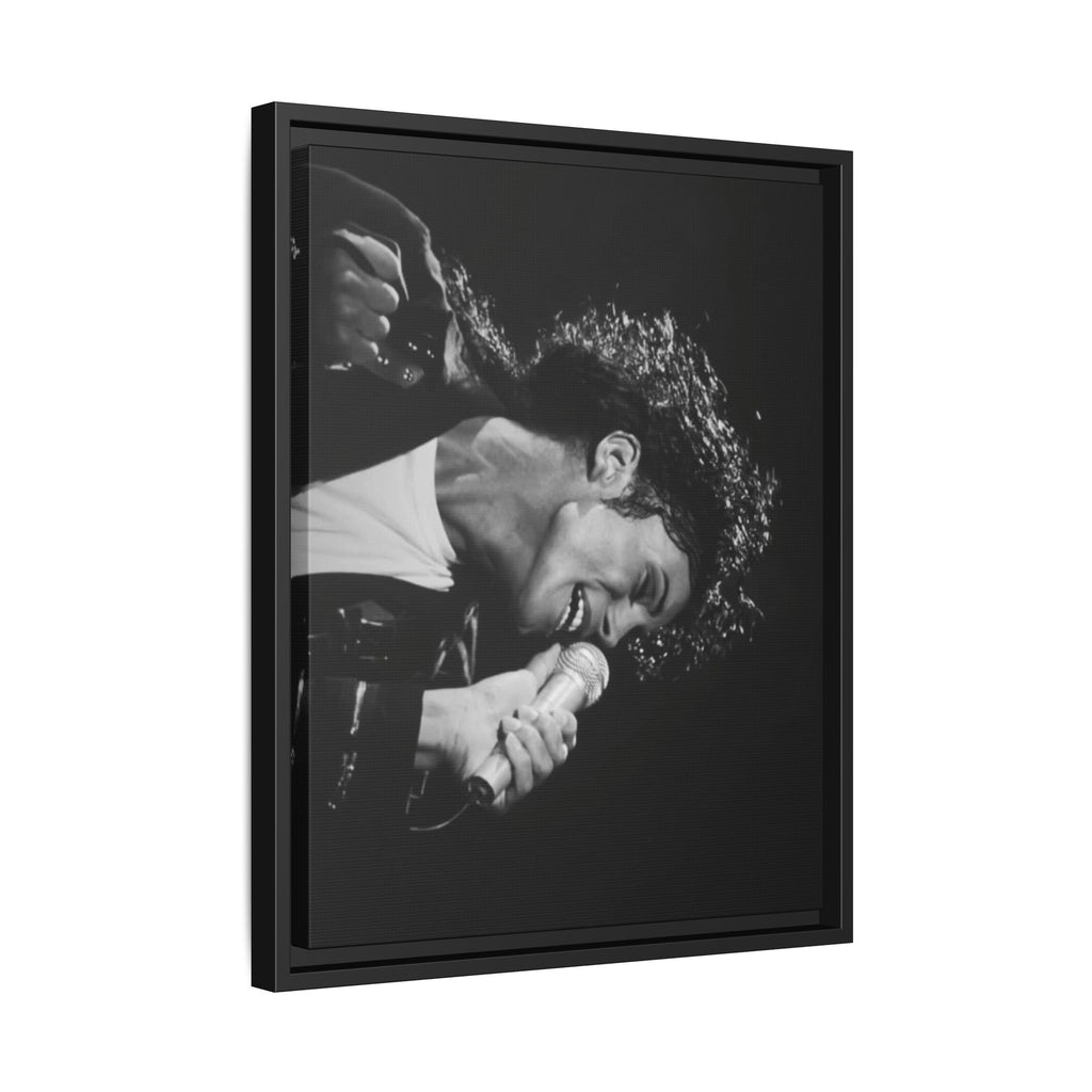 Black & White Rock Singer Matte Canvas Print (Framed)