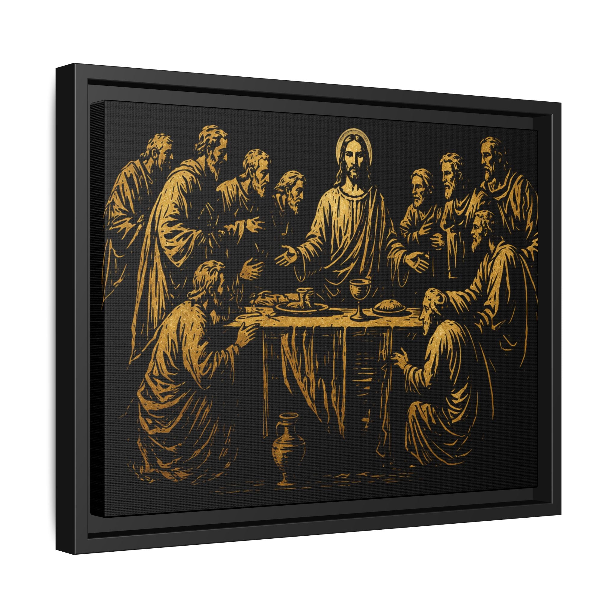 Framed Matte Canvas - The Last Supper Gold Illustration