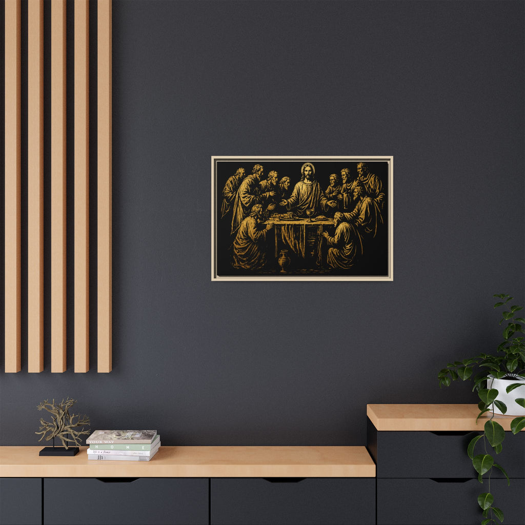 Framed Matte Canvas - The Last Supper Gold Illustration