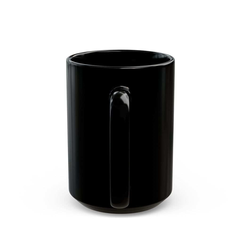 Christian Cross Silhouette Black Mug — Crucifix Sunset Coffee Cup (11oz & 15oz)