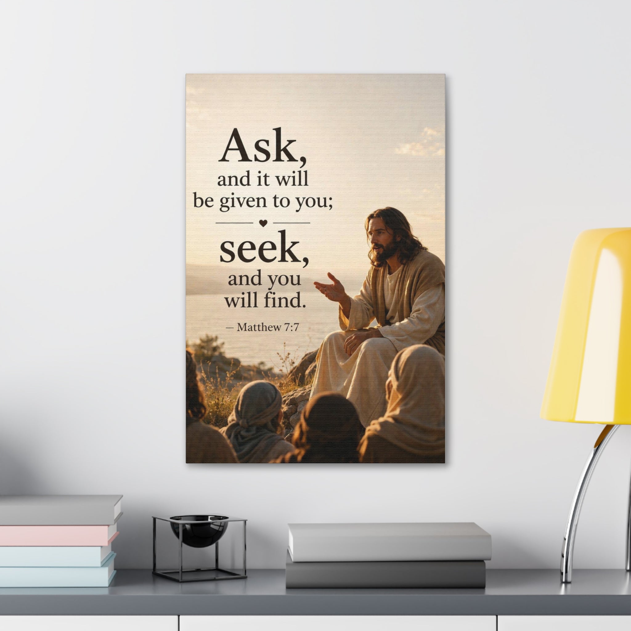 Canvas: "Ask and it will be given to you; seek, and you will find." (Matthew 7:7) — Inspirational Christian Wall Art