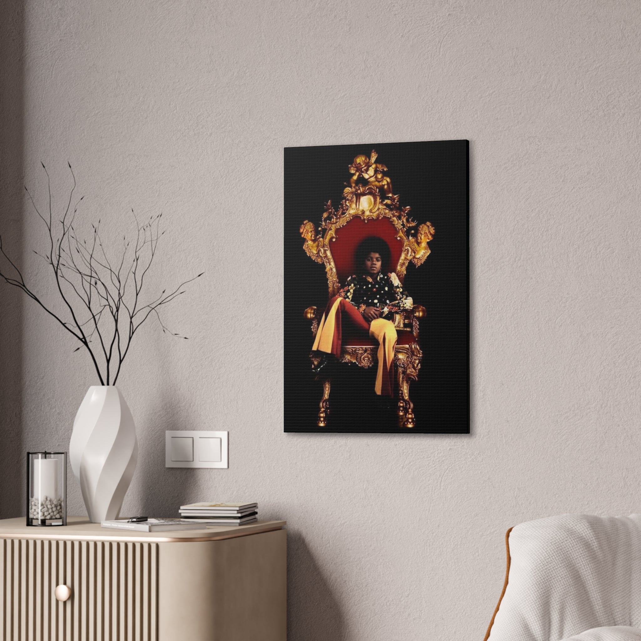 Vintage Pop King on Throne Canvas