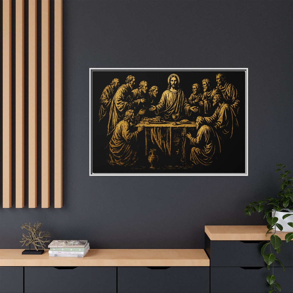 Framed Matte Canvas - The Last Supper Gold Illustration