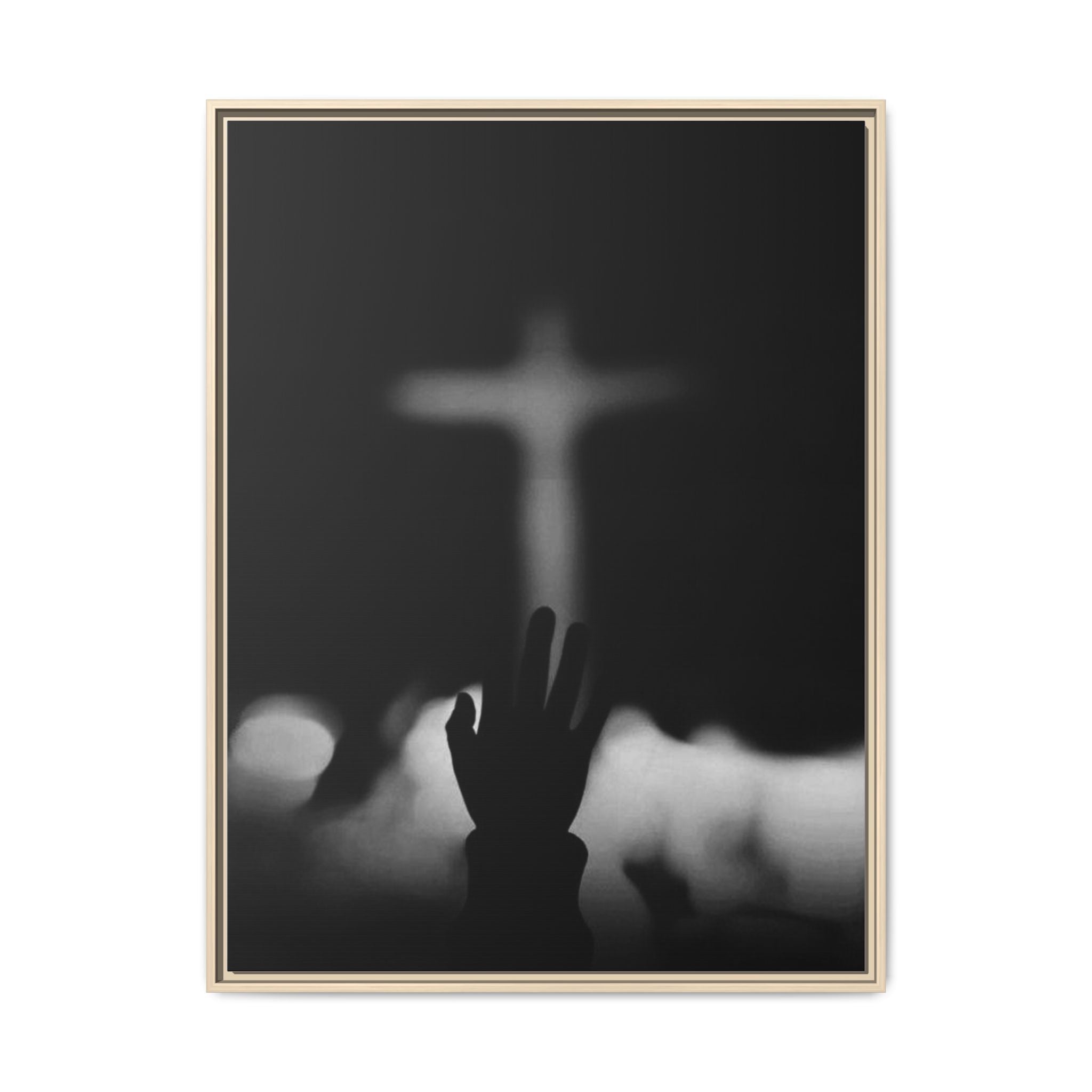 Framed Matte Canvas - Worship Silhouette Cross Wall Art