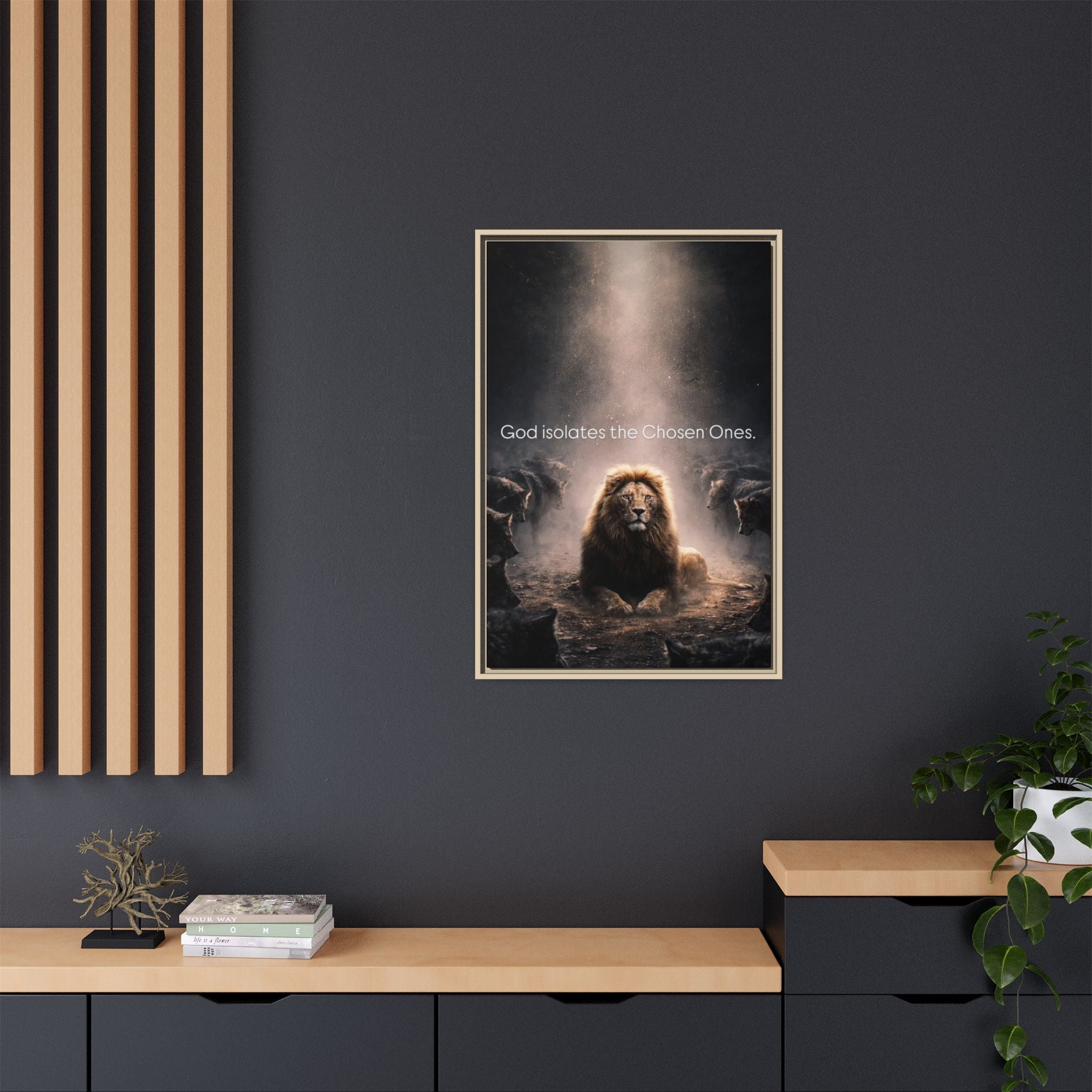Lion Wall Art - "God Isolate The Chosen Ones" Matte Canvas Framed