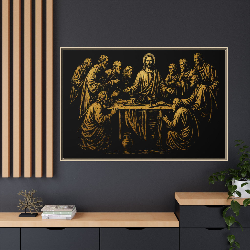 Framed Matte Canvas - The Last Supper Gold Illustration