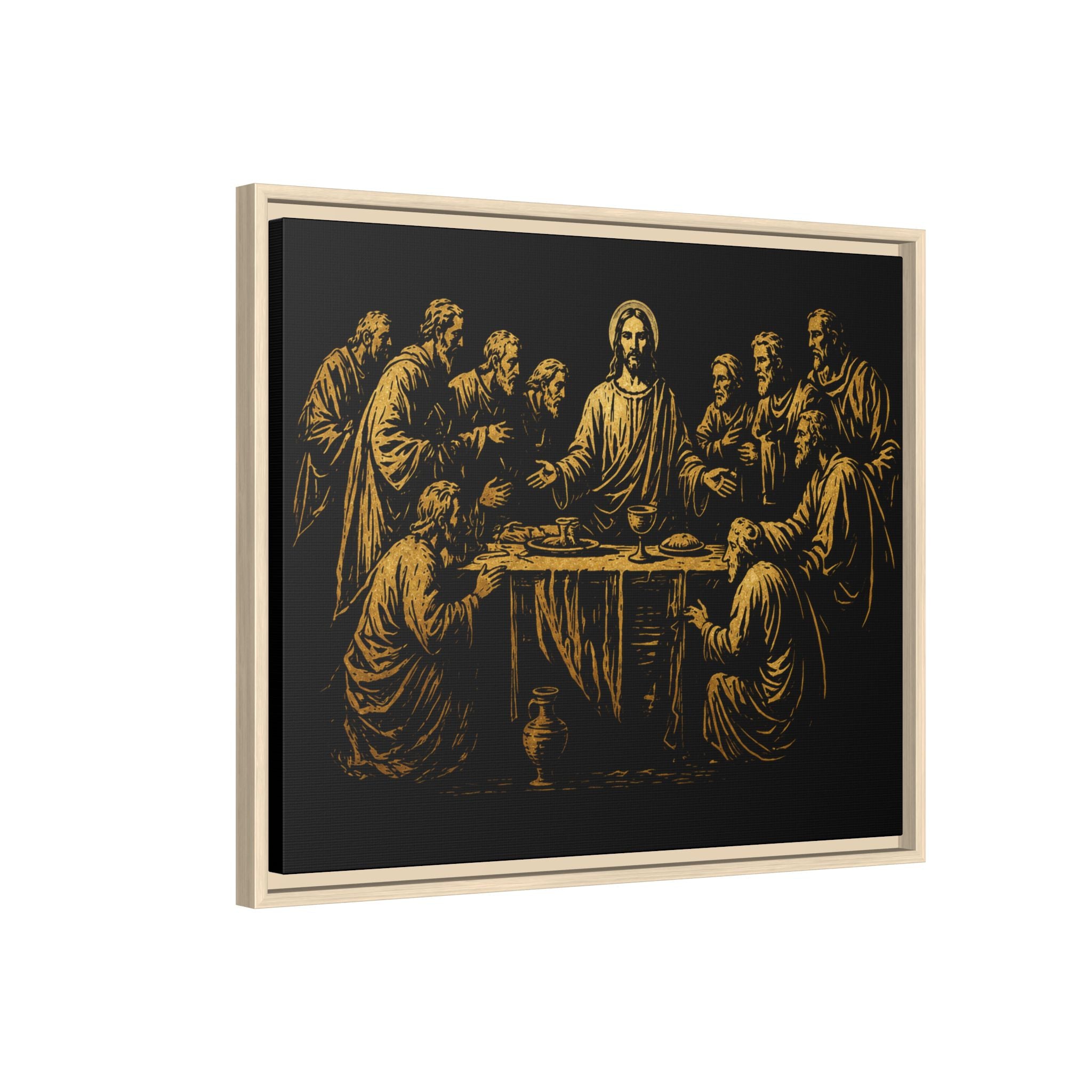 Framed Matte Canvas - The Last Supper Gold Illustration