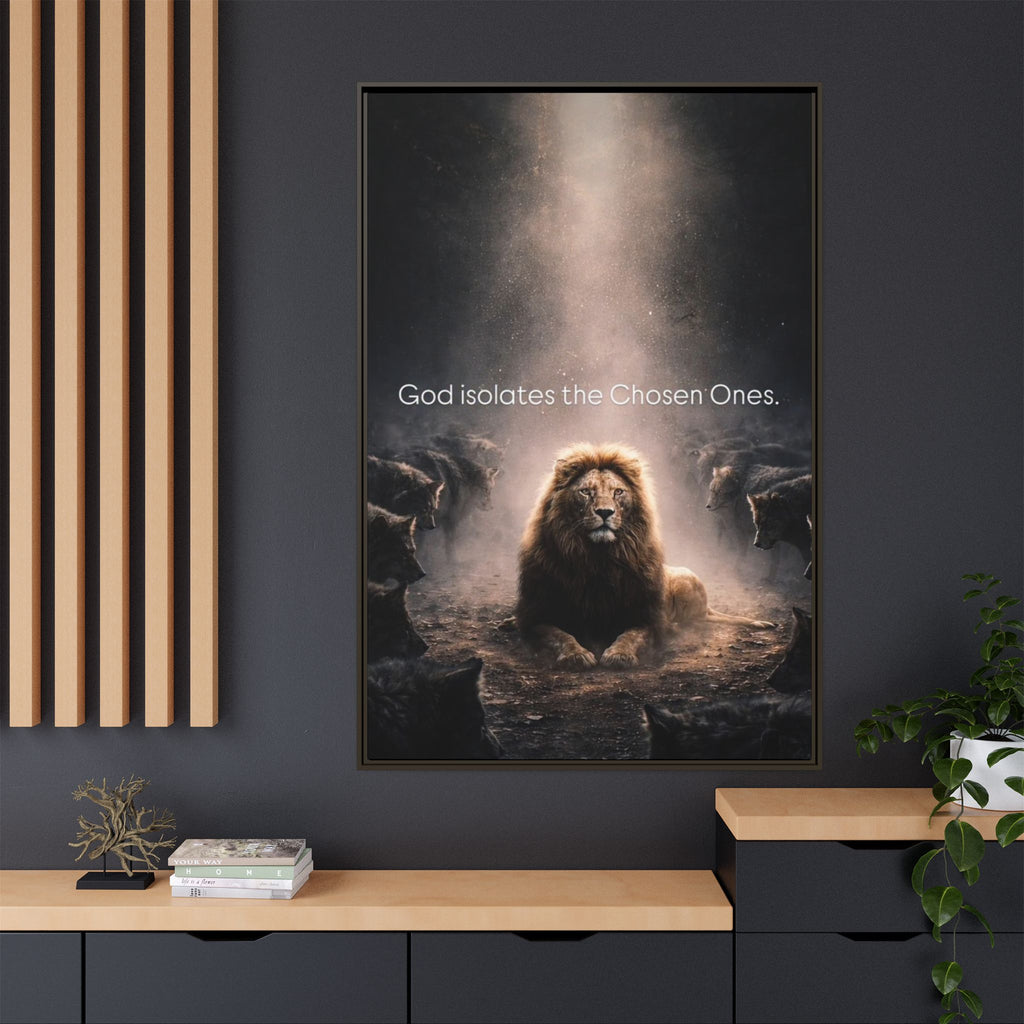 Lion Wall Art - "God Isolate The Chosen Ones" Matte Canvas Framed