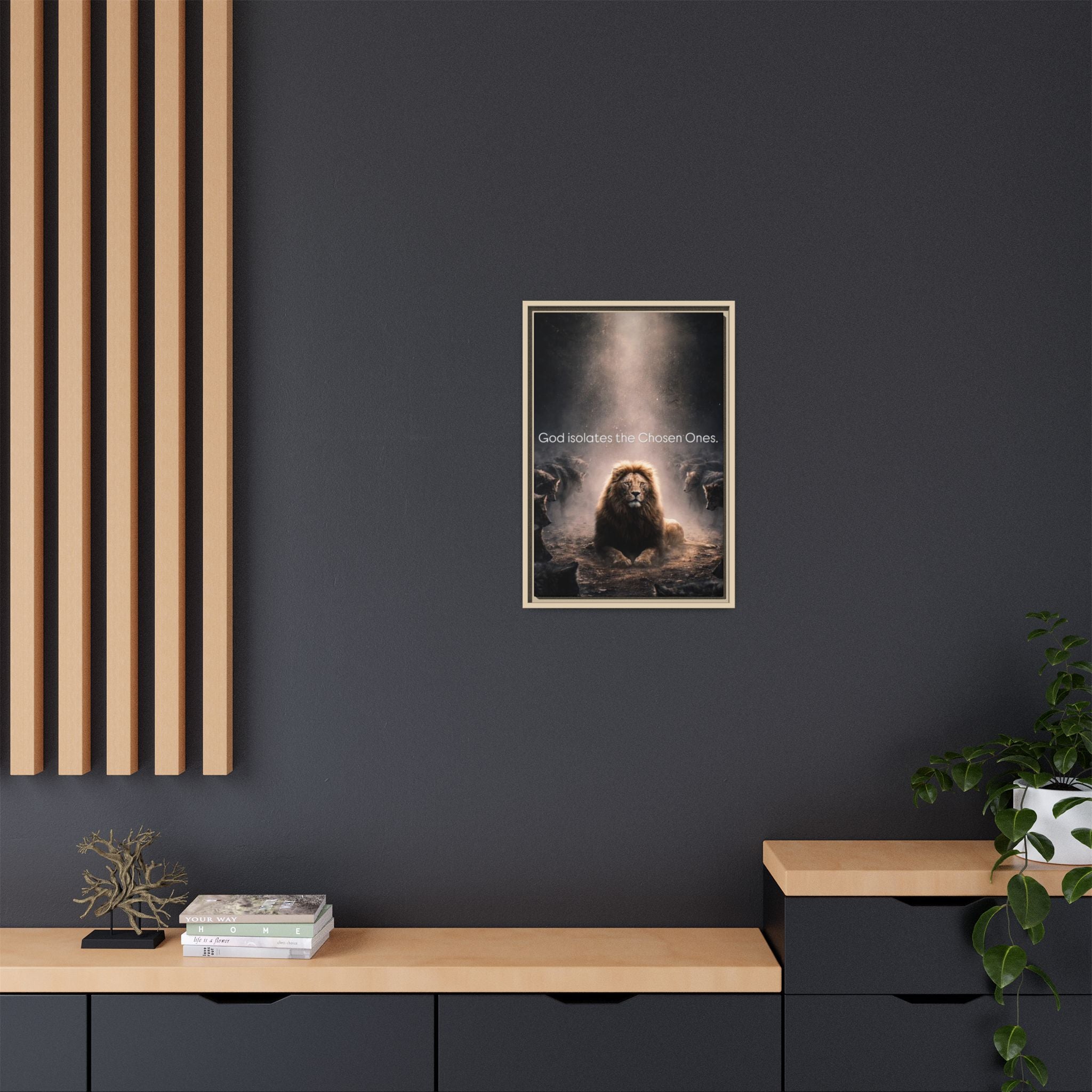 Lion Wall Art - "God Isolate The Chosen Ones" Matte Canvas Framed