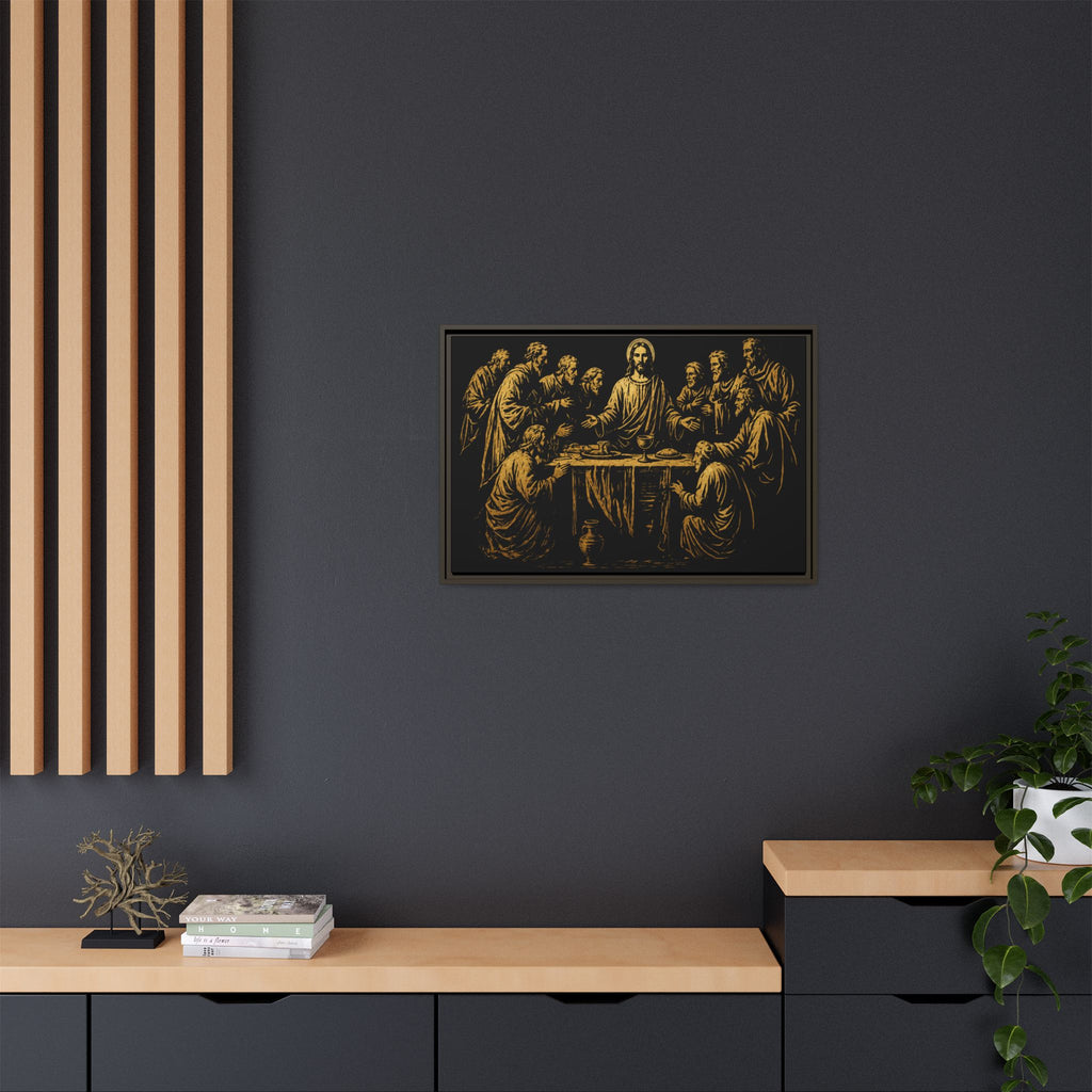 Framed Matte Canvas - The Last Supper Gold Illustration