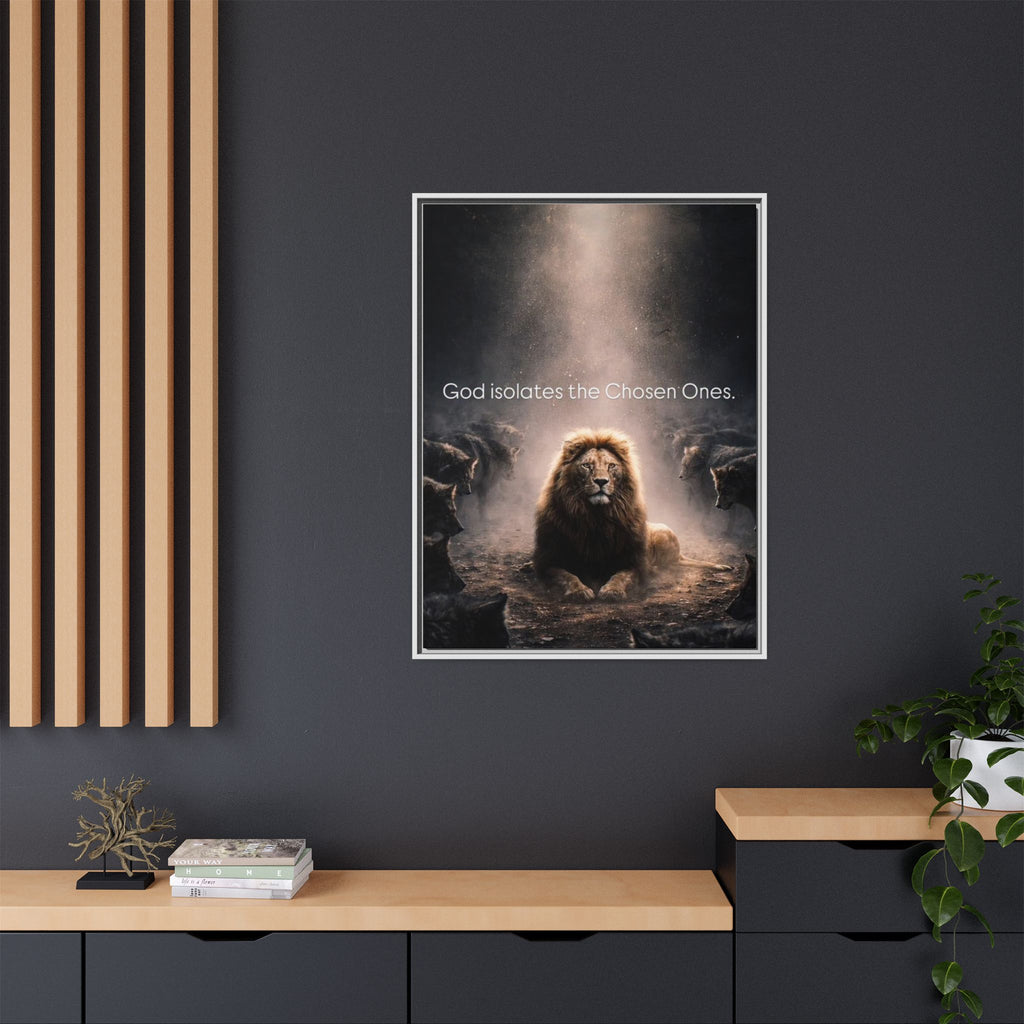 Lion Wall Art - "God Isolate The Chosen Ones" Matte Canvas Framed