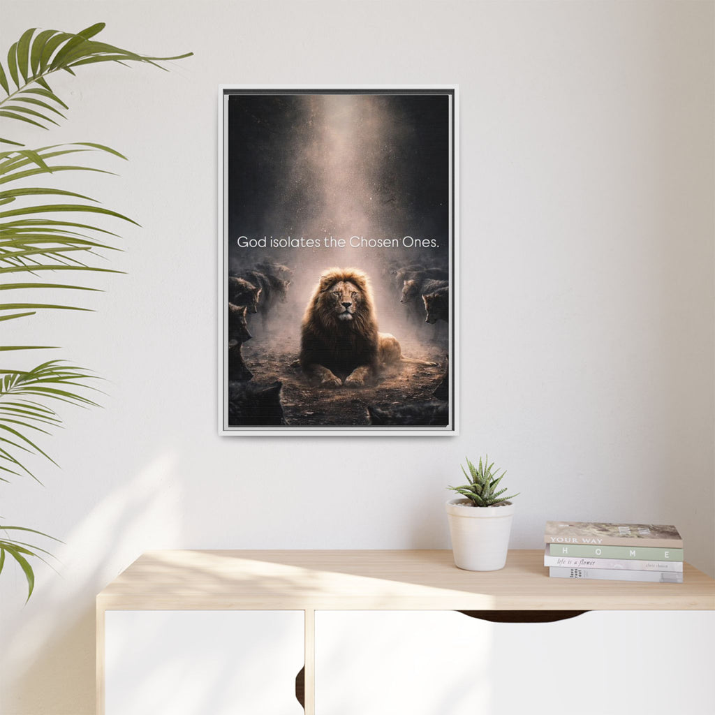 Lion Wall Art - "God Isolate The Chosen Ones" Matte Canvas Framed