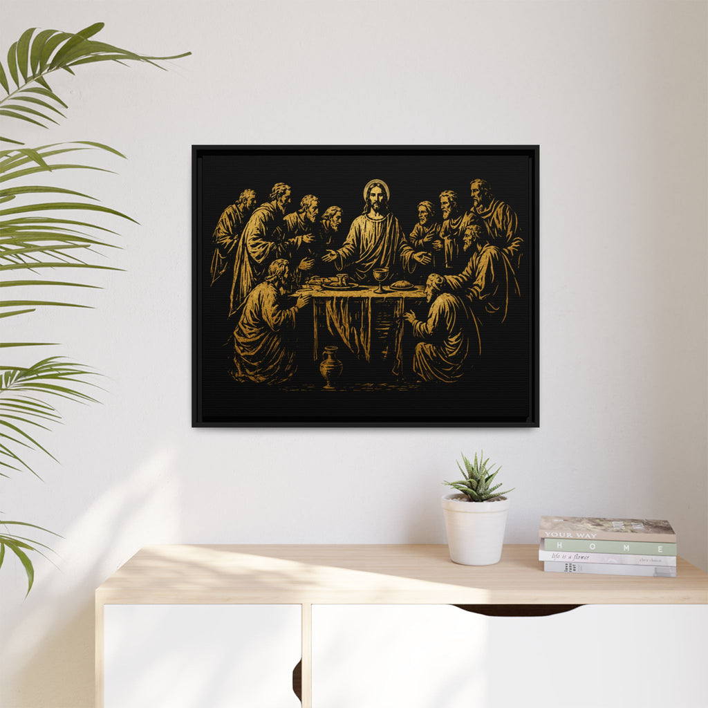 Framed Matte Canvas - The Last Supper Gold Illustration