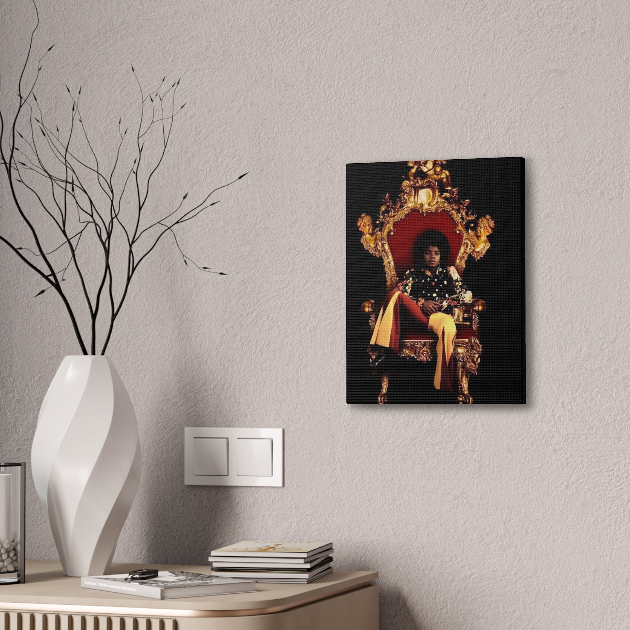 Vintage Pop King on Throne Canvas