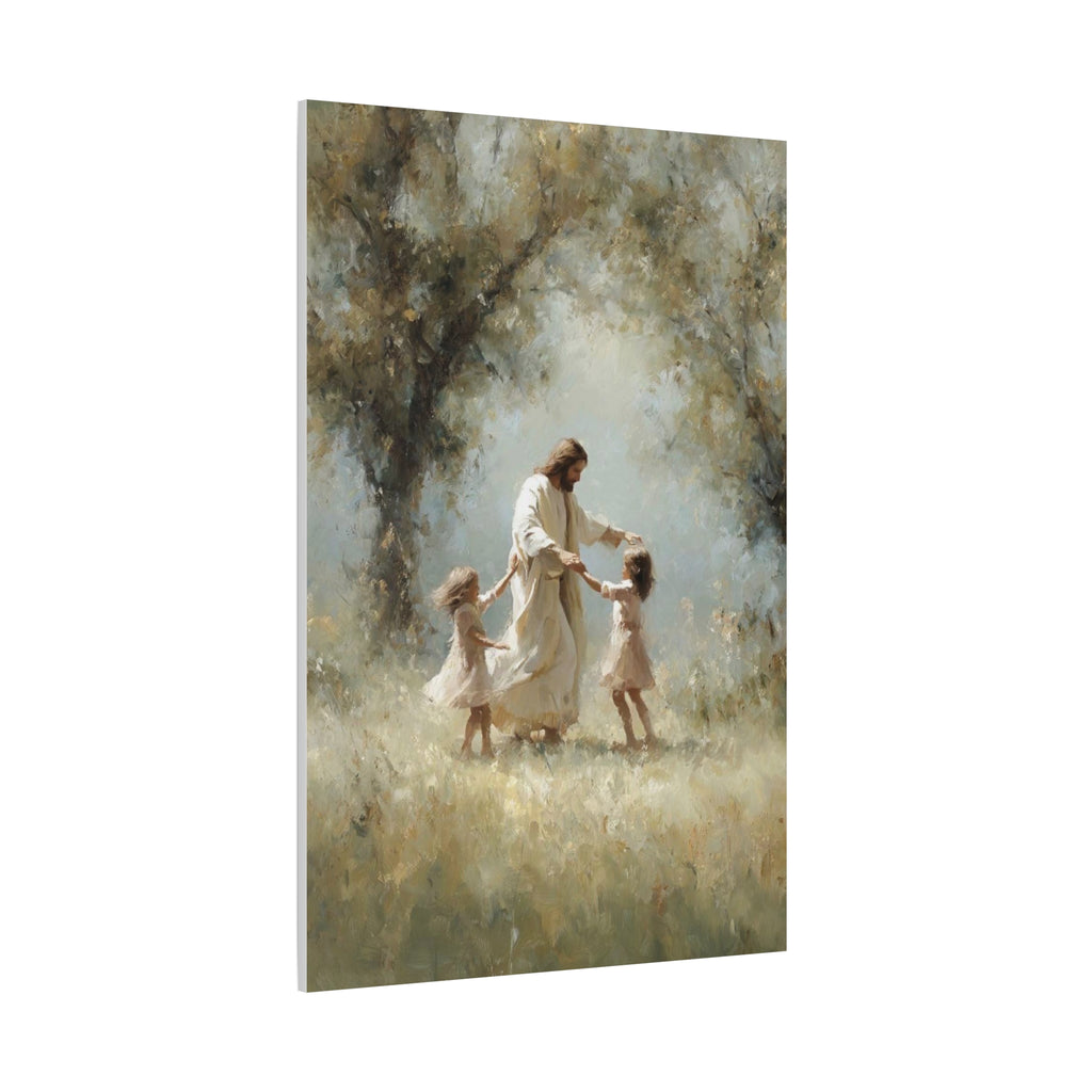 Jesus Dancing with Children Matte Canvas Wall Art — Religious Christian Home Decor