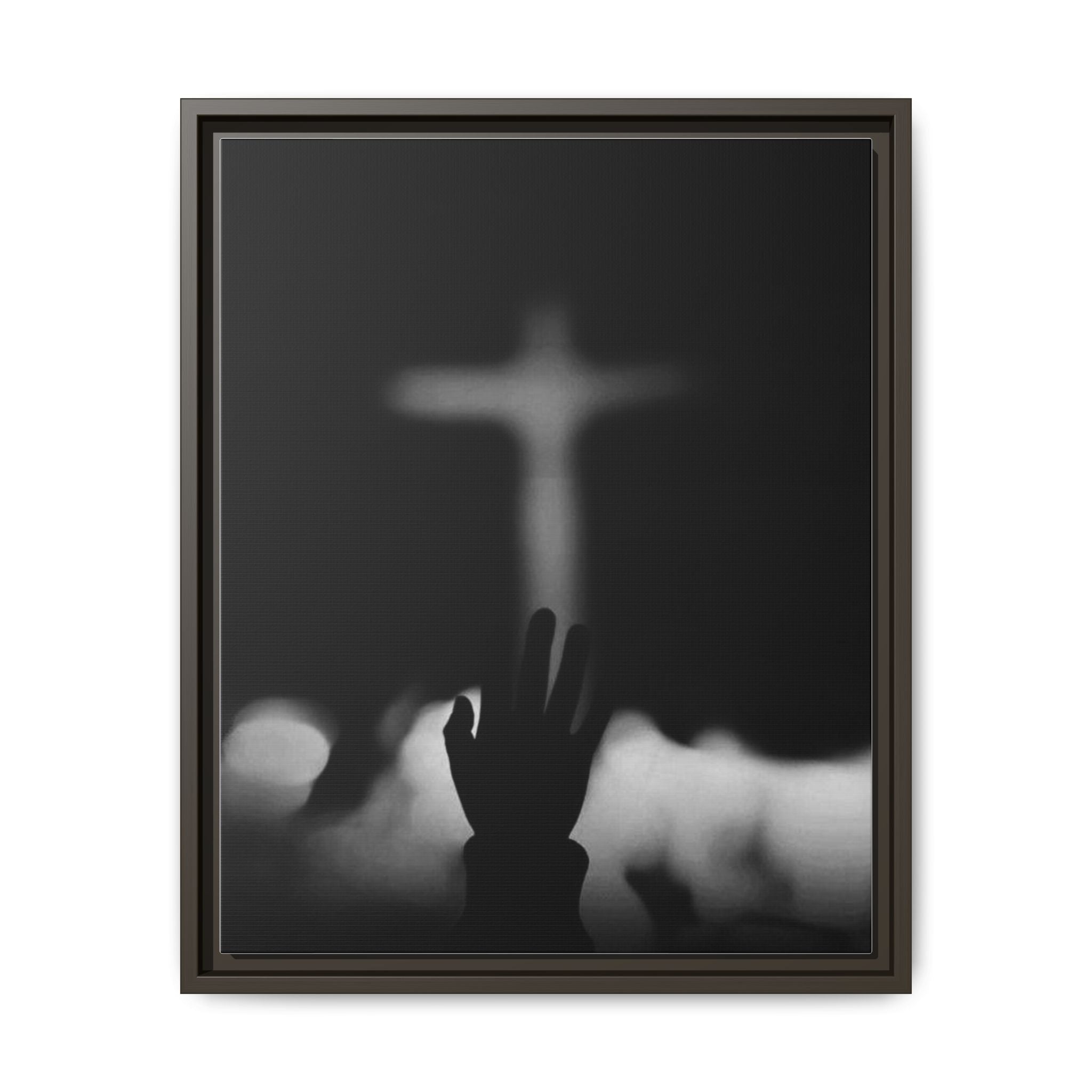 Framed Matte Canvas - Worship Silhouette Cross Wall Art