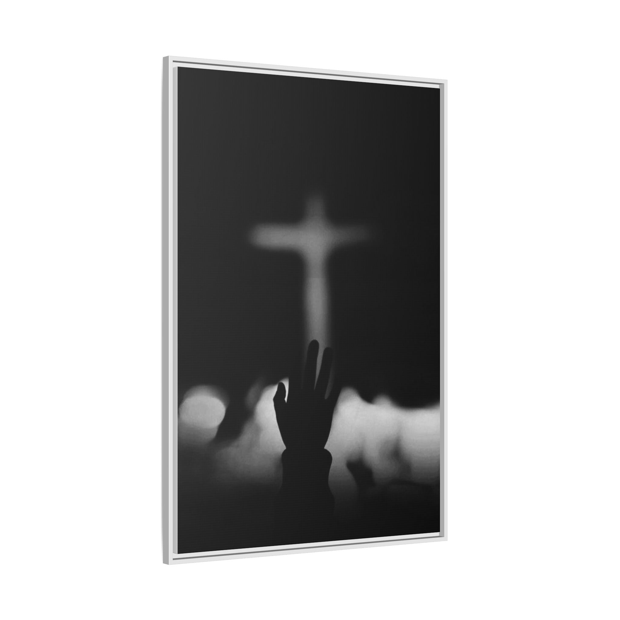 Framed Matte Canvas - Worship Silhouette Cross Wall Art
