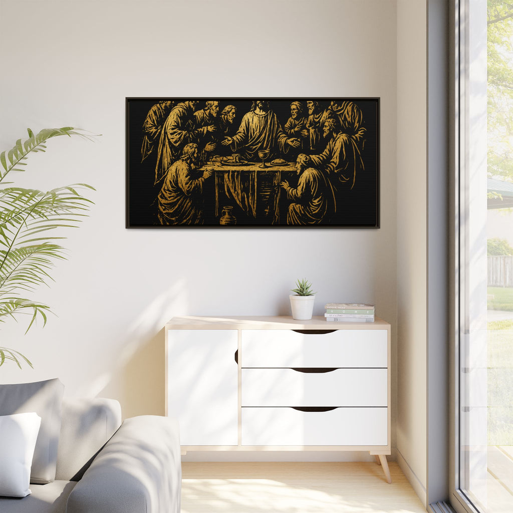 Framed Matte Canvas - The Last Supper Gold Illustration