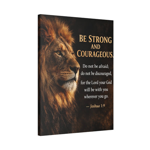 Bold As a Lion Joshua 1:9 Canvas Wall Art — FAITH Inspirational Verse