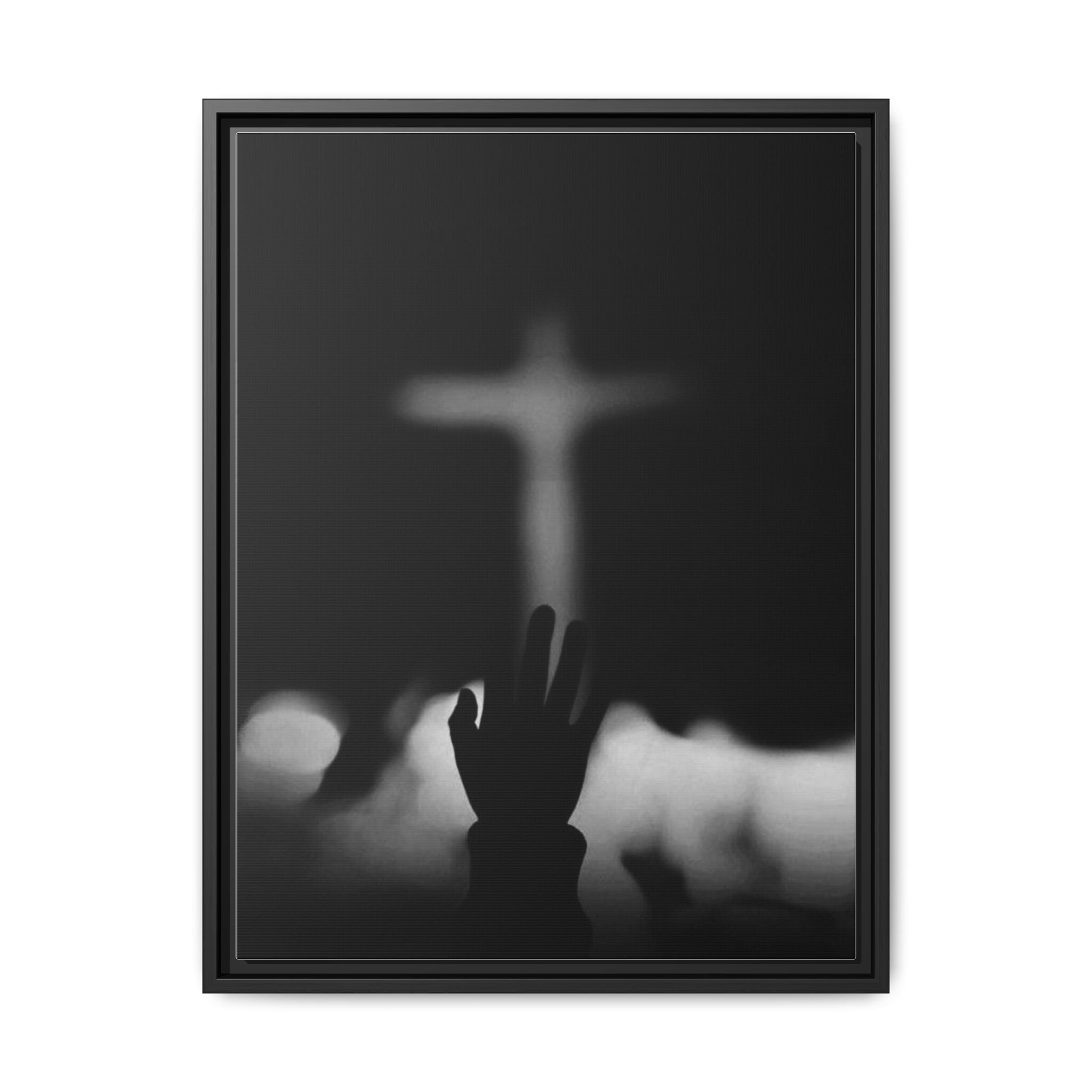 Framed Matte Canvas - Worship Silhouette Cross Wall Art