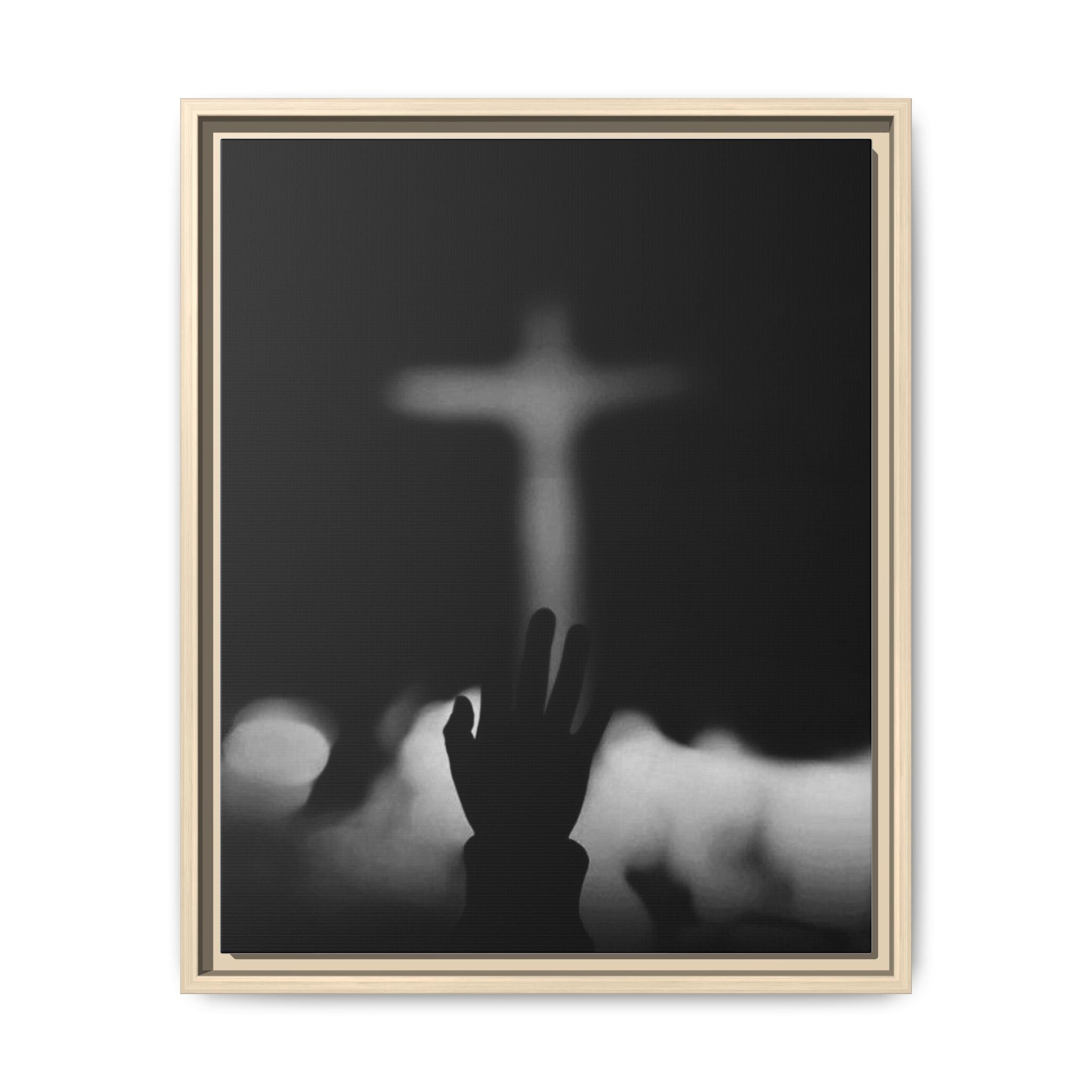 Framed Matte Canvas - Worship Silhouette Cross Wall Art