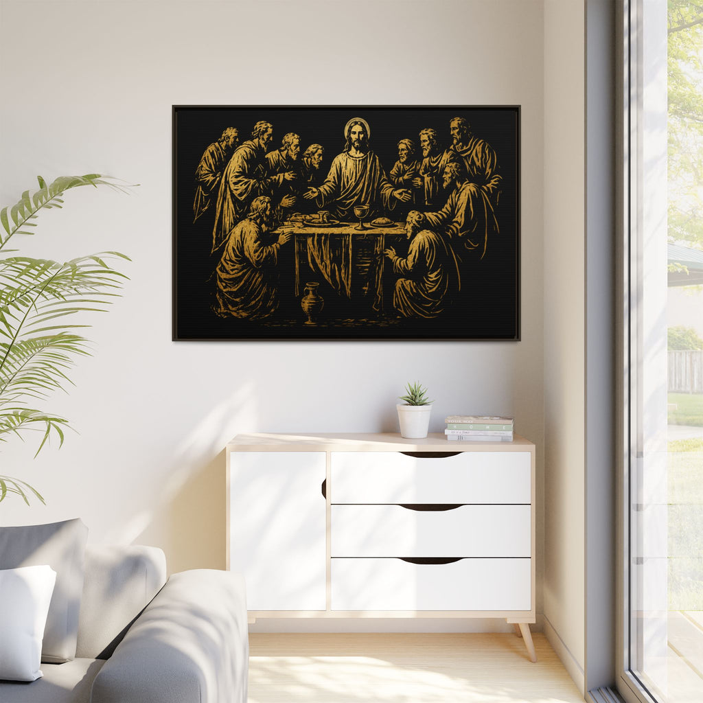 Framed Matte Canvas - The Last Supper Gold Illustration
