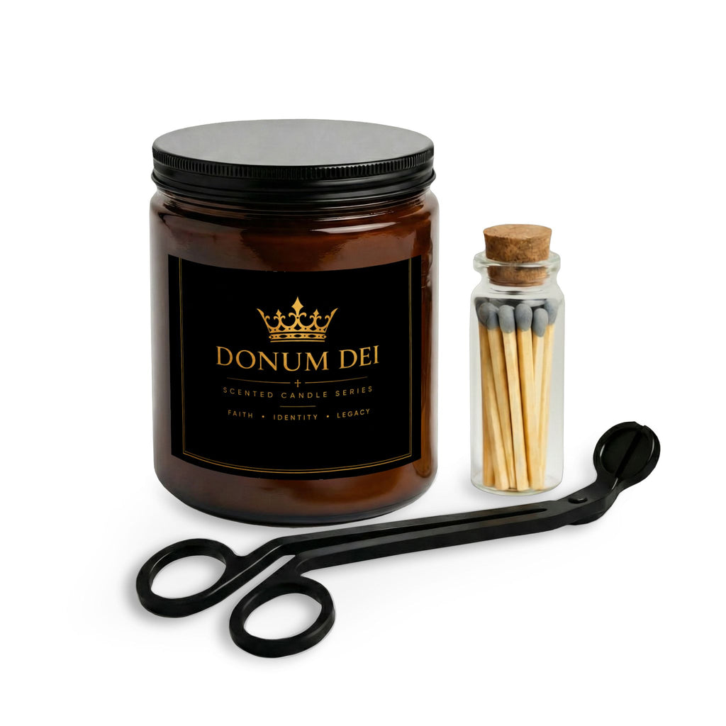 Luxury Donum Dei Candle Gift Set with Matches & Wick Trimmer