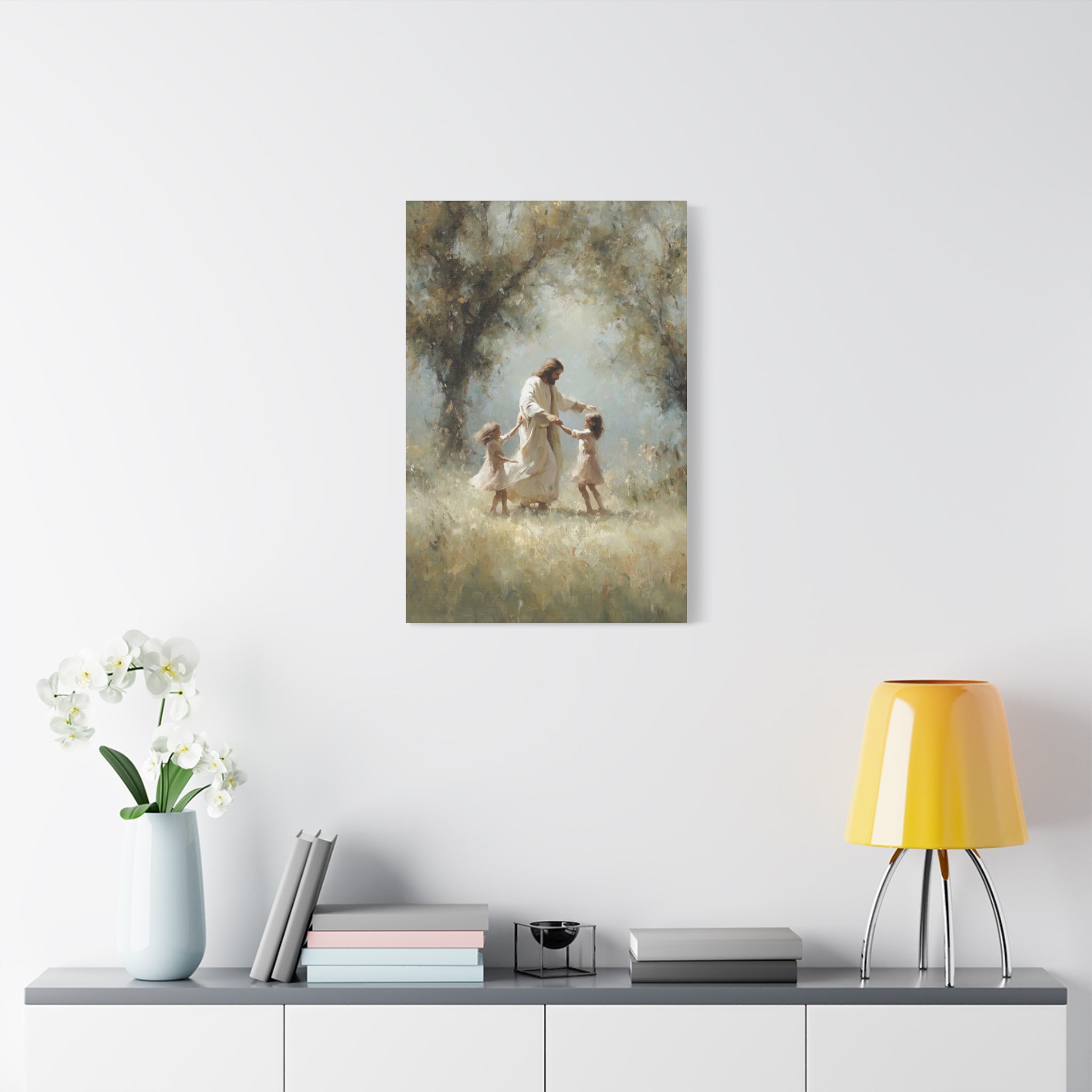 Jesus Dancing with Children Matte Canvas Wall Art — Religious Christian Home Decor