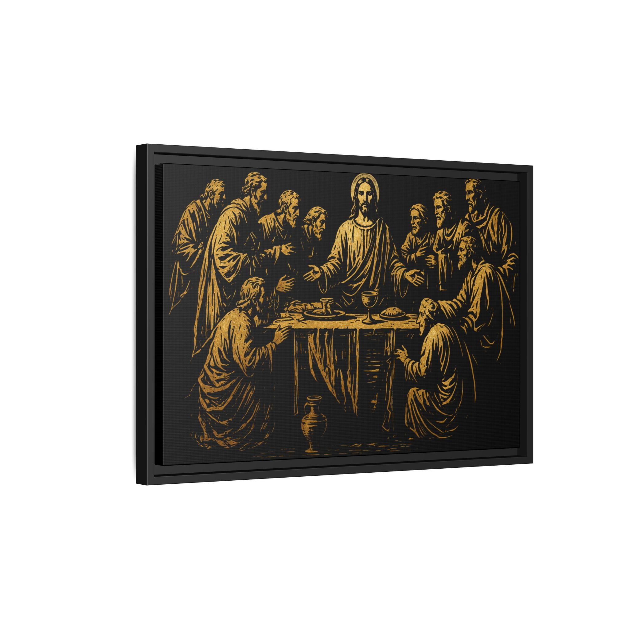 Framed Matte Canvas - The Last Supper Gold Illustration
