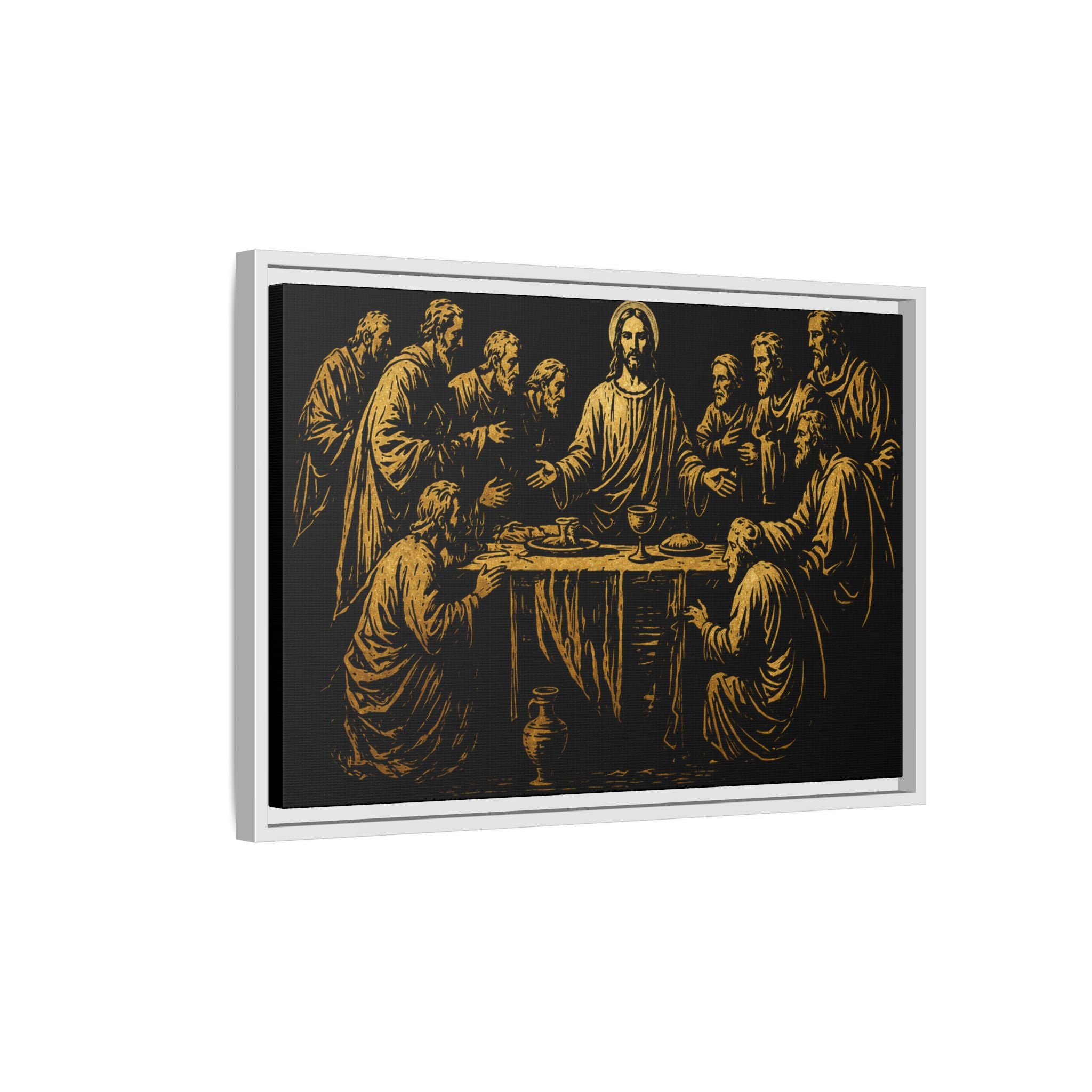 Framed Matte Canvas - The Last Supper Gold Illustration