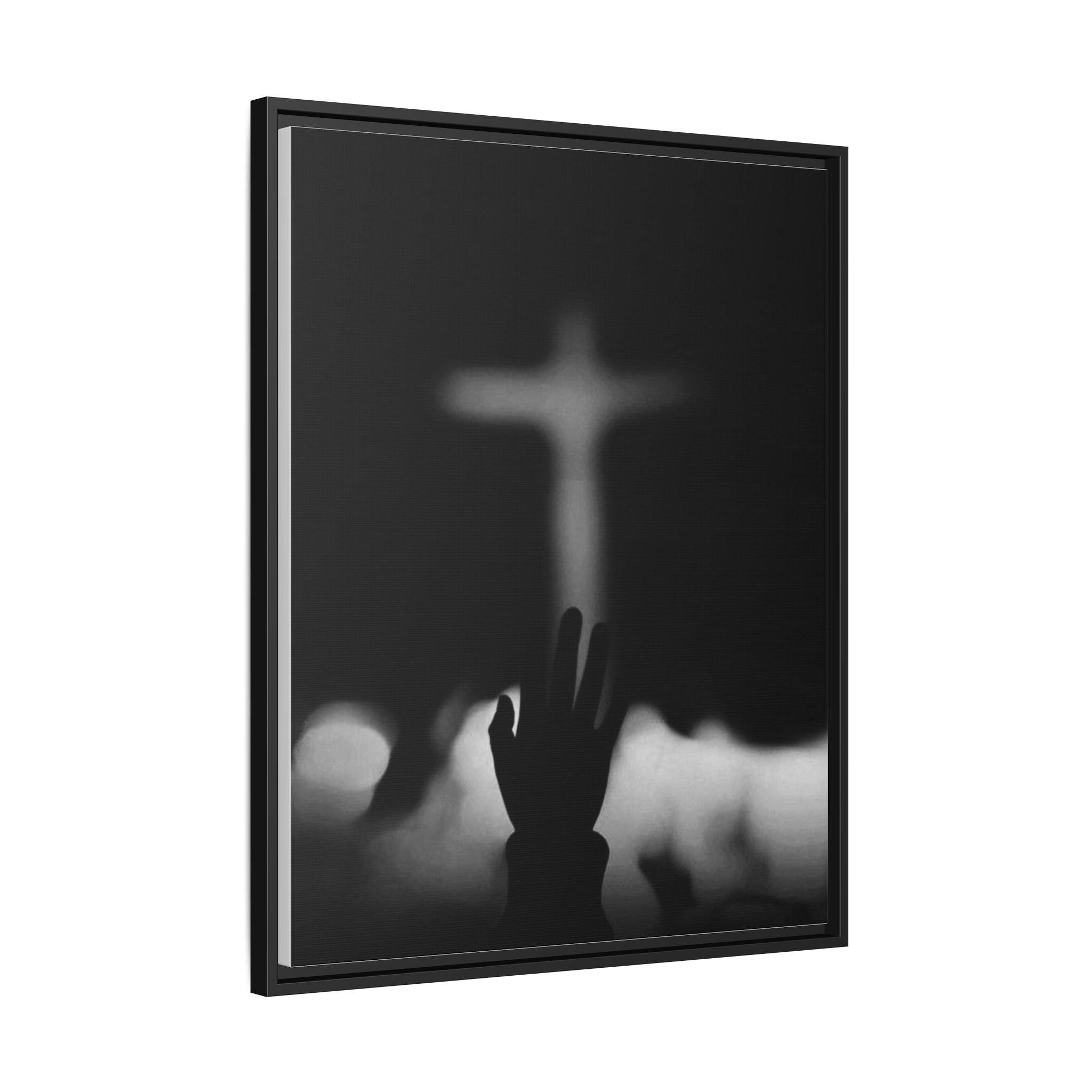 Framed Matte Canvas - Worship Silhouette Cross Wall Art