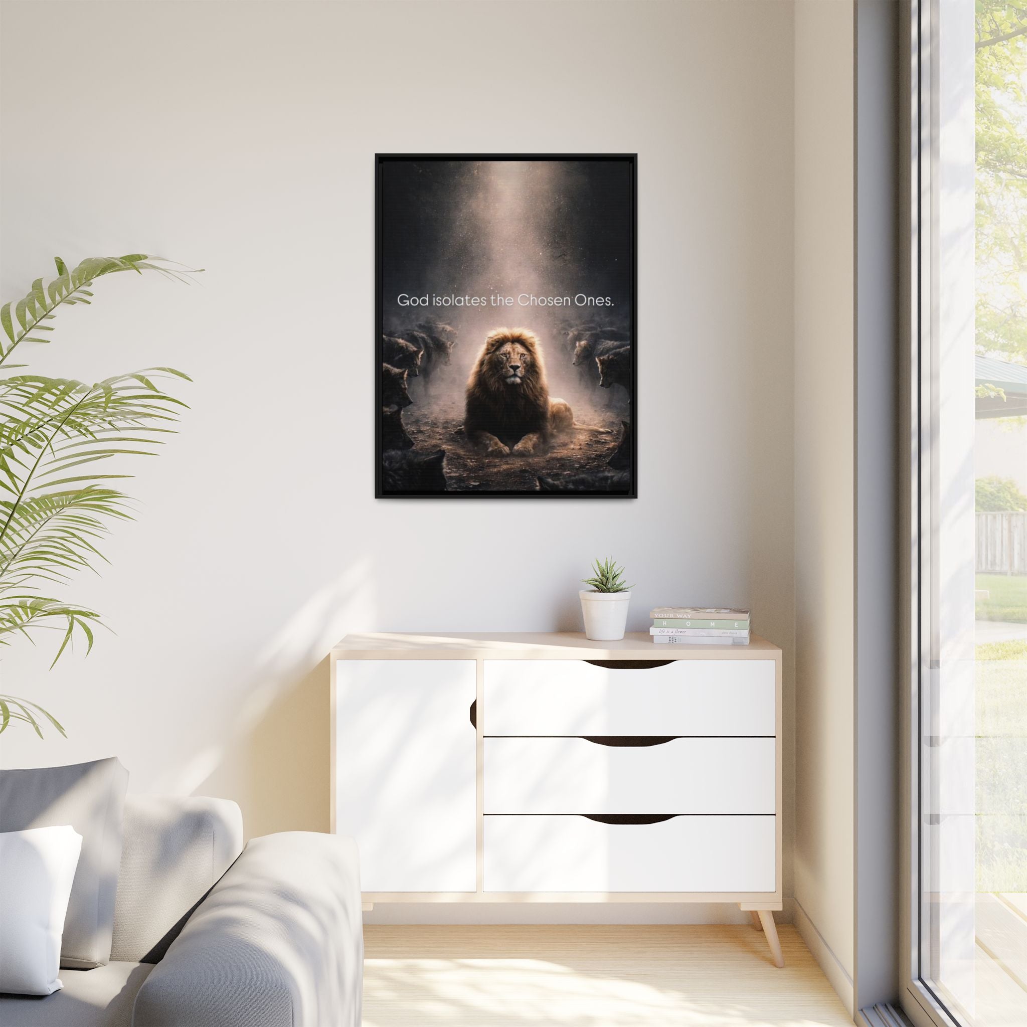 Lion Wall Art - "God Isolate The Chosen Ones" Matte Canvas Framed
