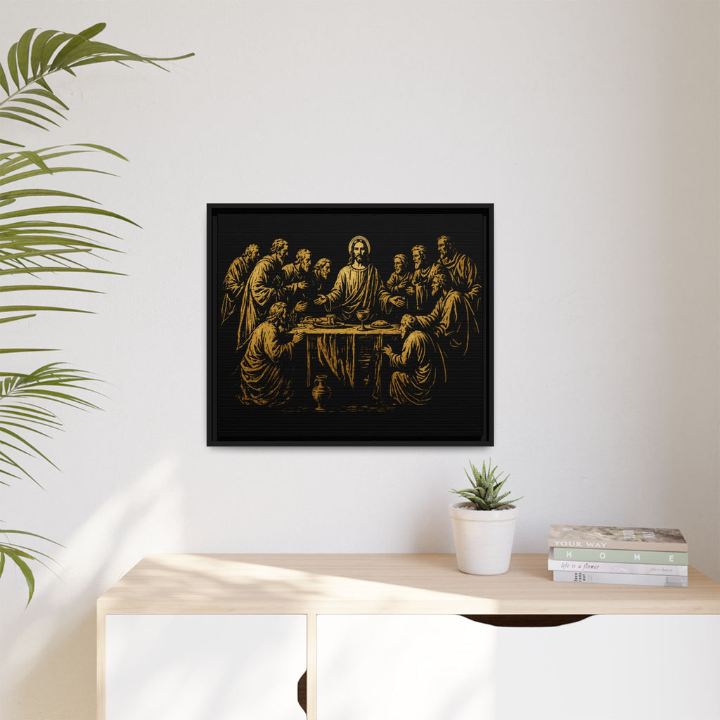 Framed Matte Canvas - The Last Supper Gold Illustration