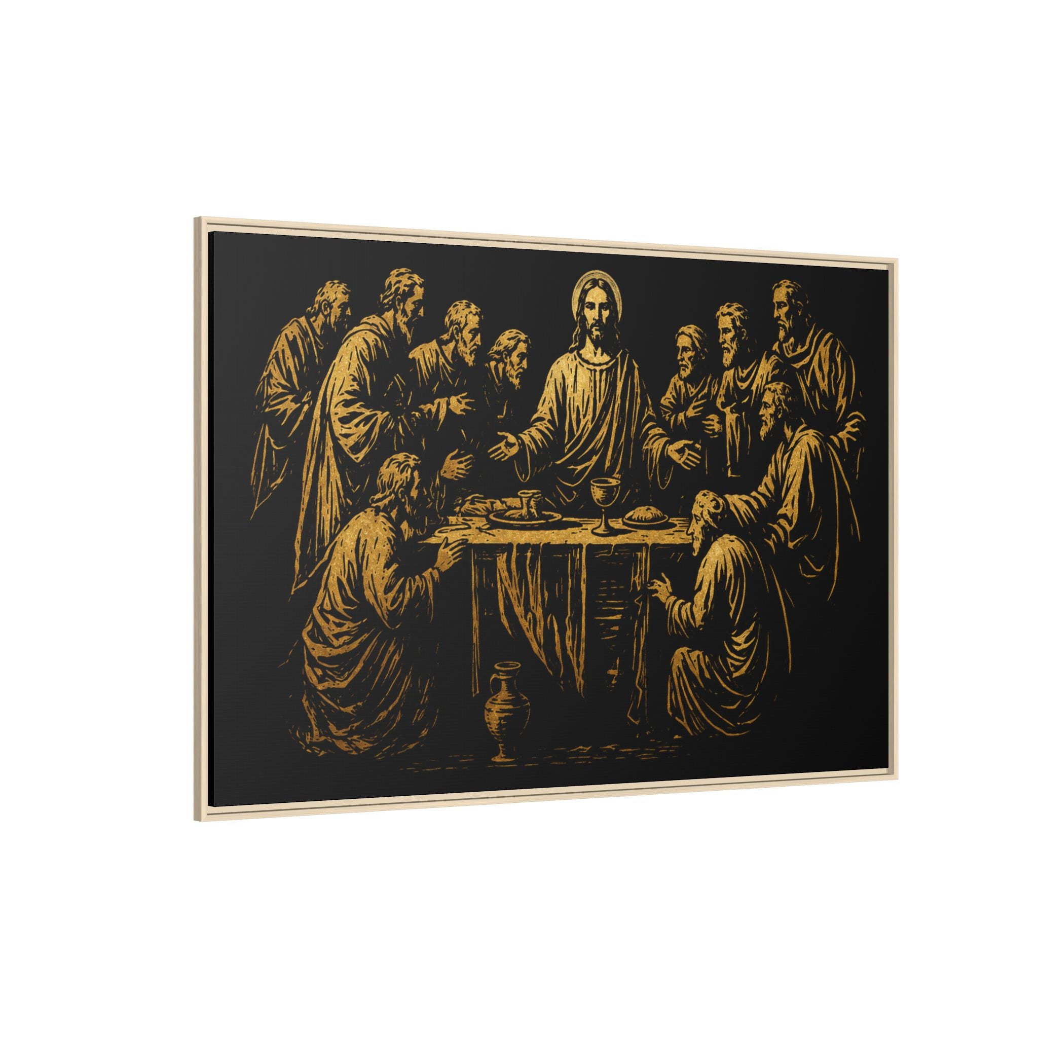 Framed Matte Canvas - The Last Supper Gold Illustration